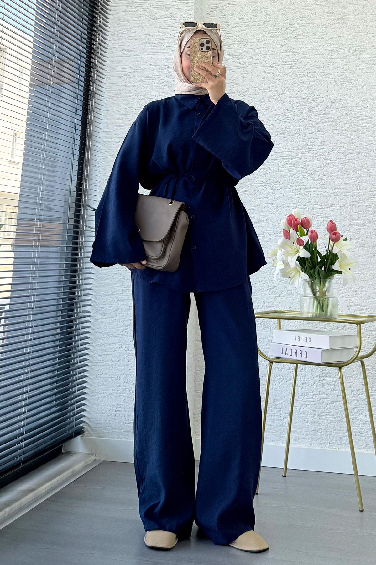 Premium Oversize Basic Modal Kadın İkili Takım - Lacivert