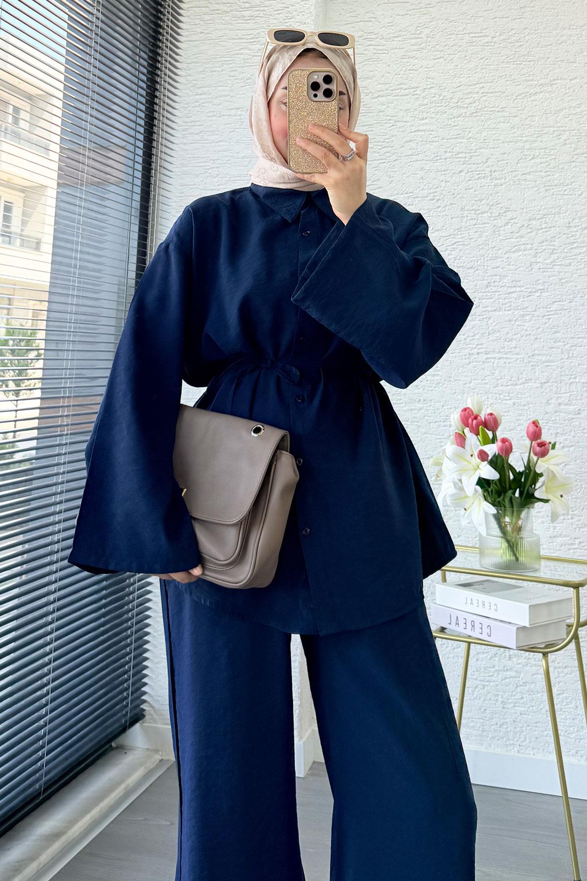 Premium Oversize Basic Modal Kadın İkili Takım - Lacivert