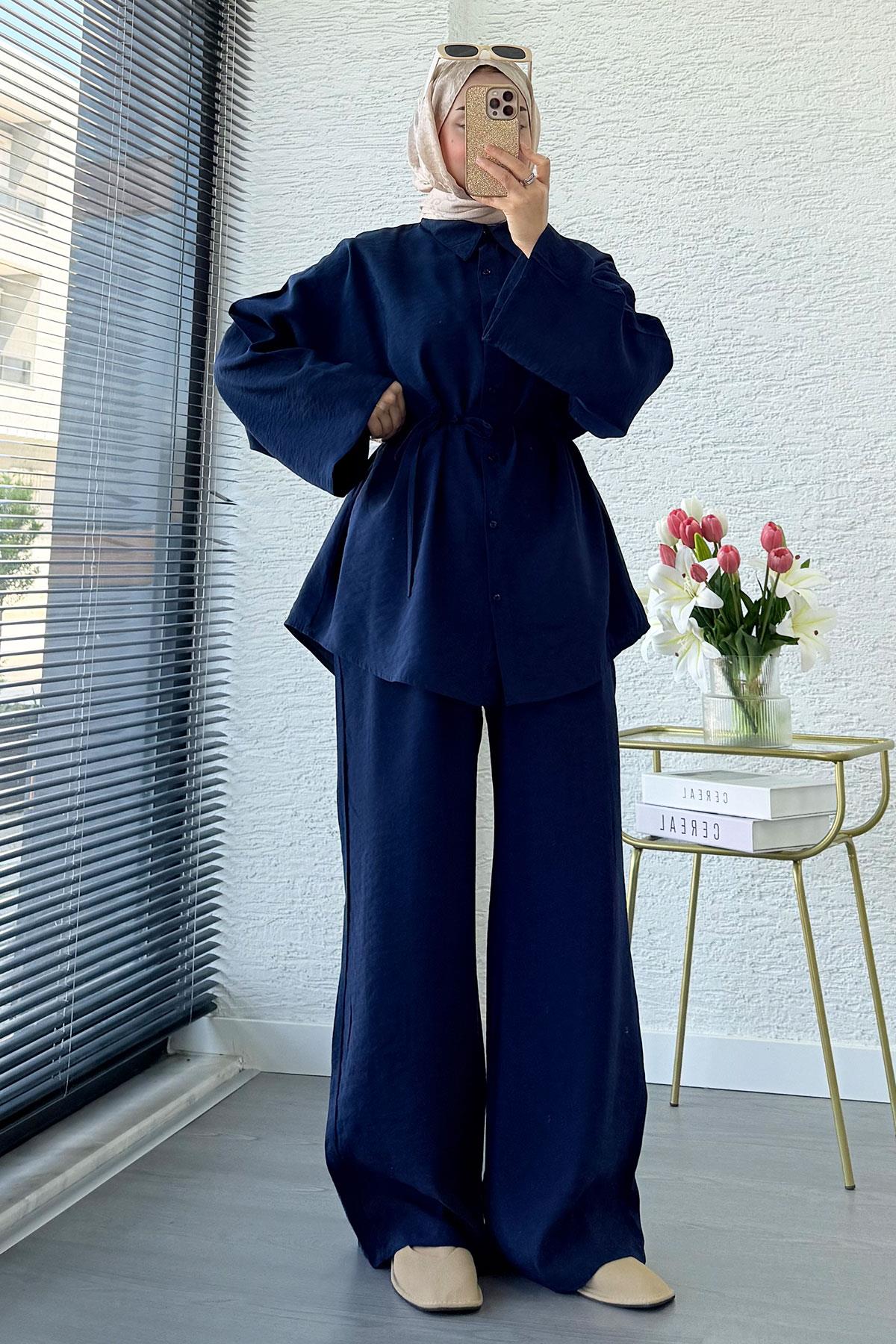 Premium Oversize Basic Modal Kadın İkili Takım - Lacivert