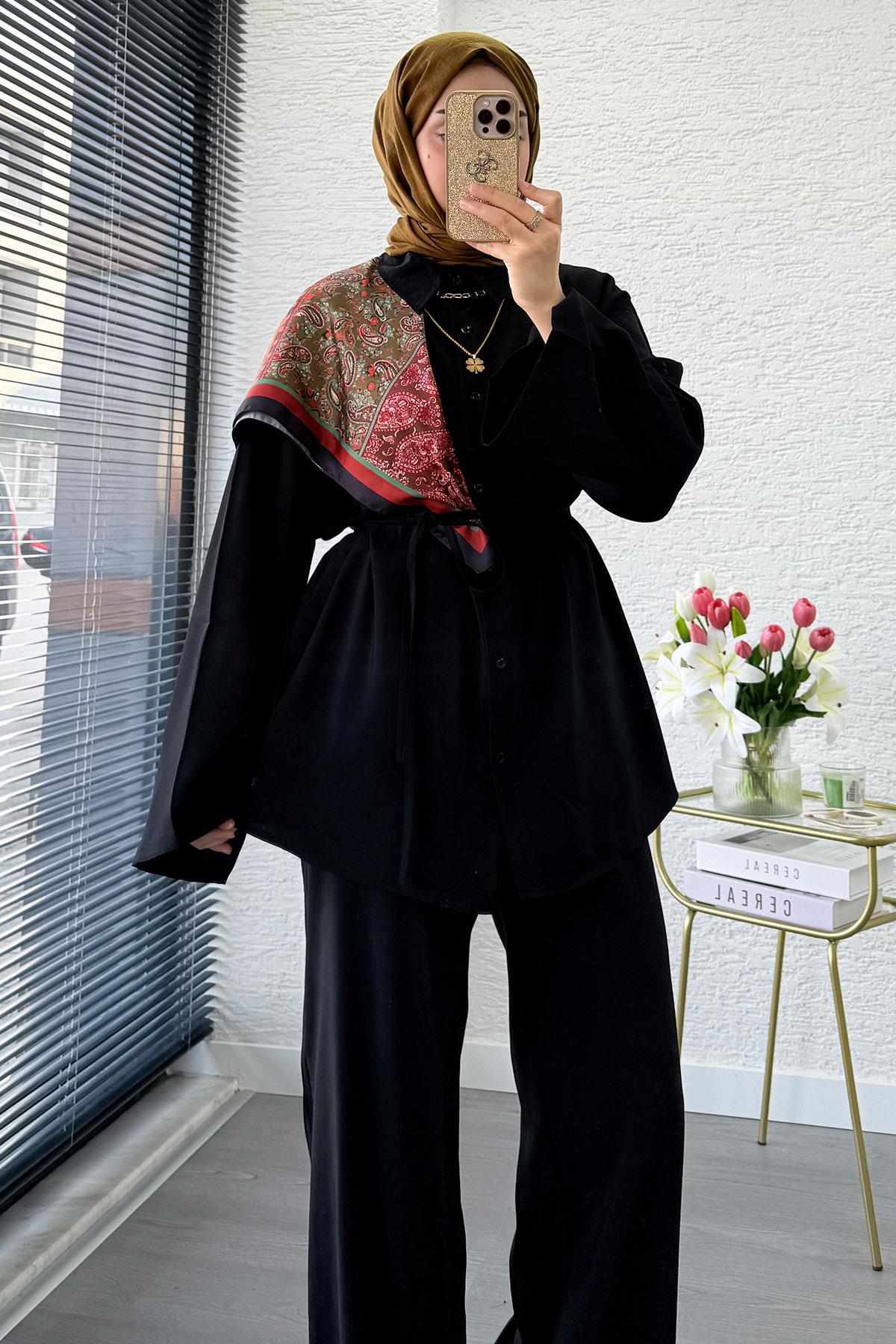 Premium Oversize Basic Modal Kadın İkili Takım - Siyah