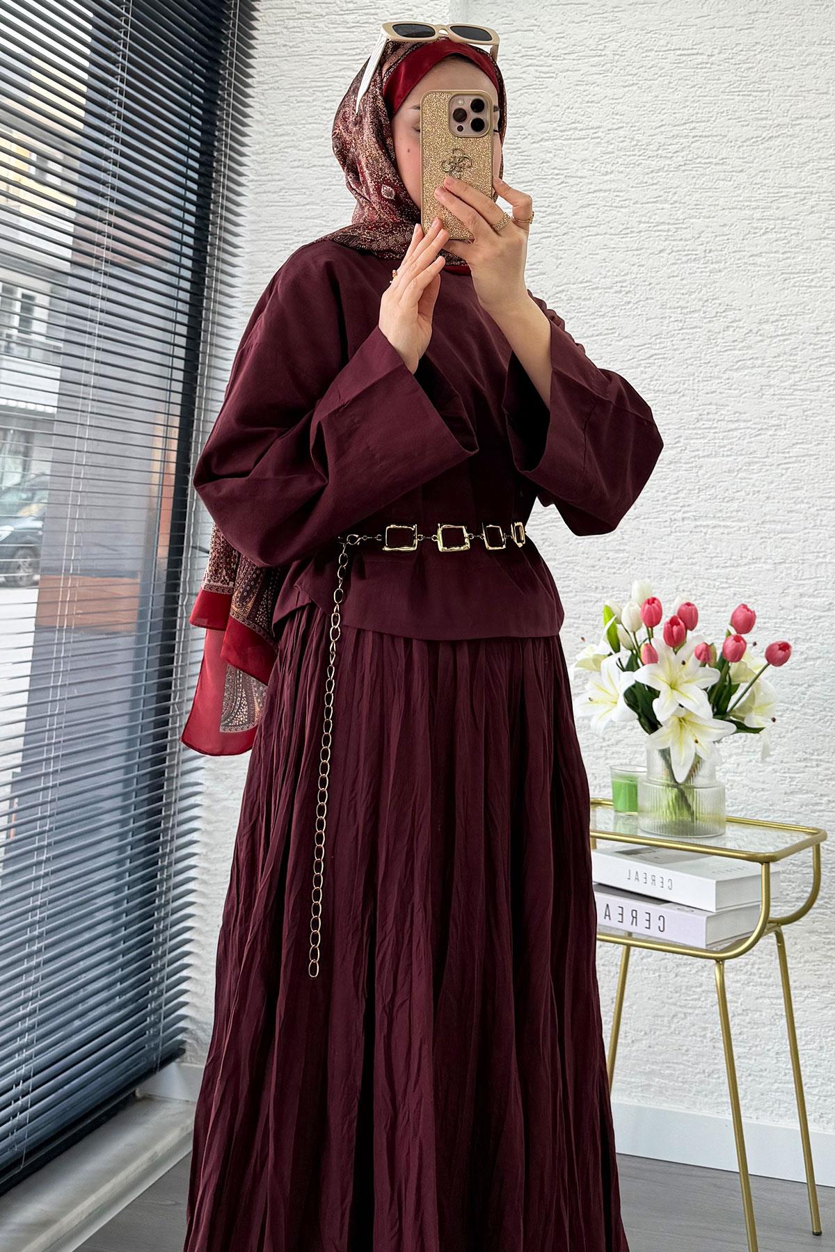 Premium Vual Crush Etekli İkili Takım – Bordo