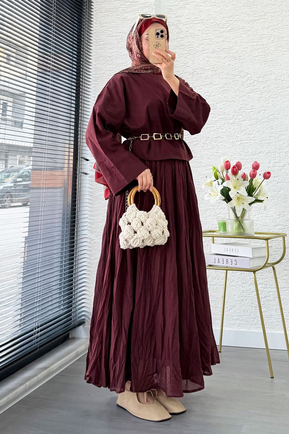 Premium Vual Crush Etekli İkili Takım – Bordo