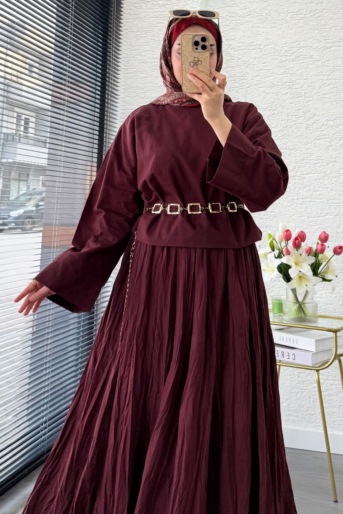 Premium Vual Crush Etekli İkili Takım – Bordo