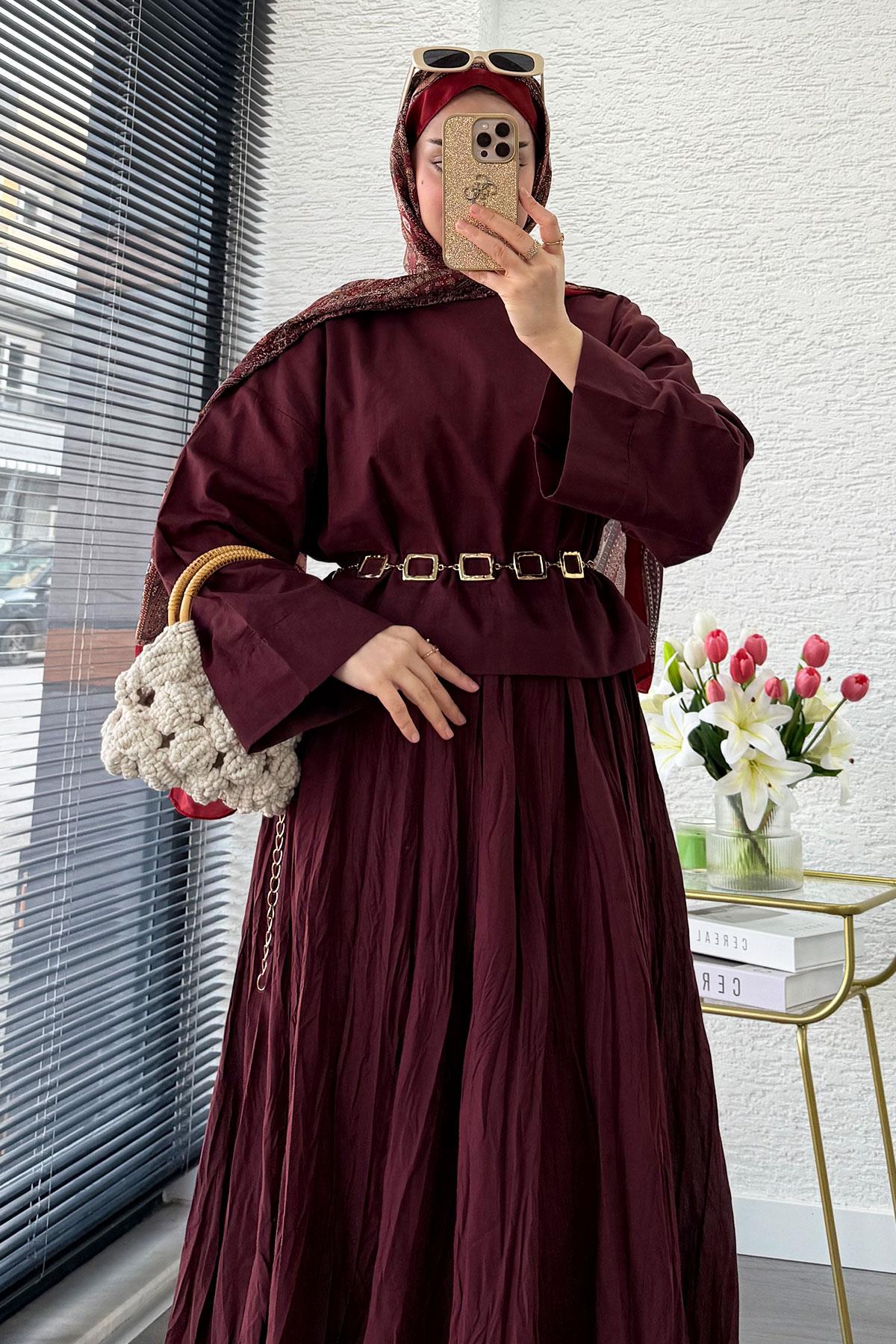 Premium Vual Crush Etekli İkili Takım – Bordo