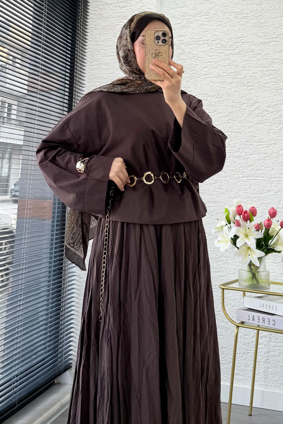 Premium Vual Crush Etekli İkili Takım – Kahverengi
