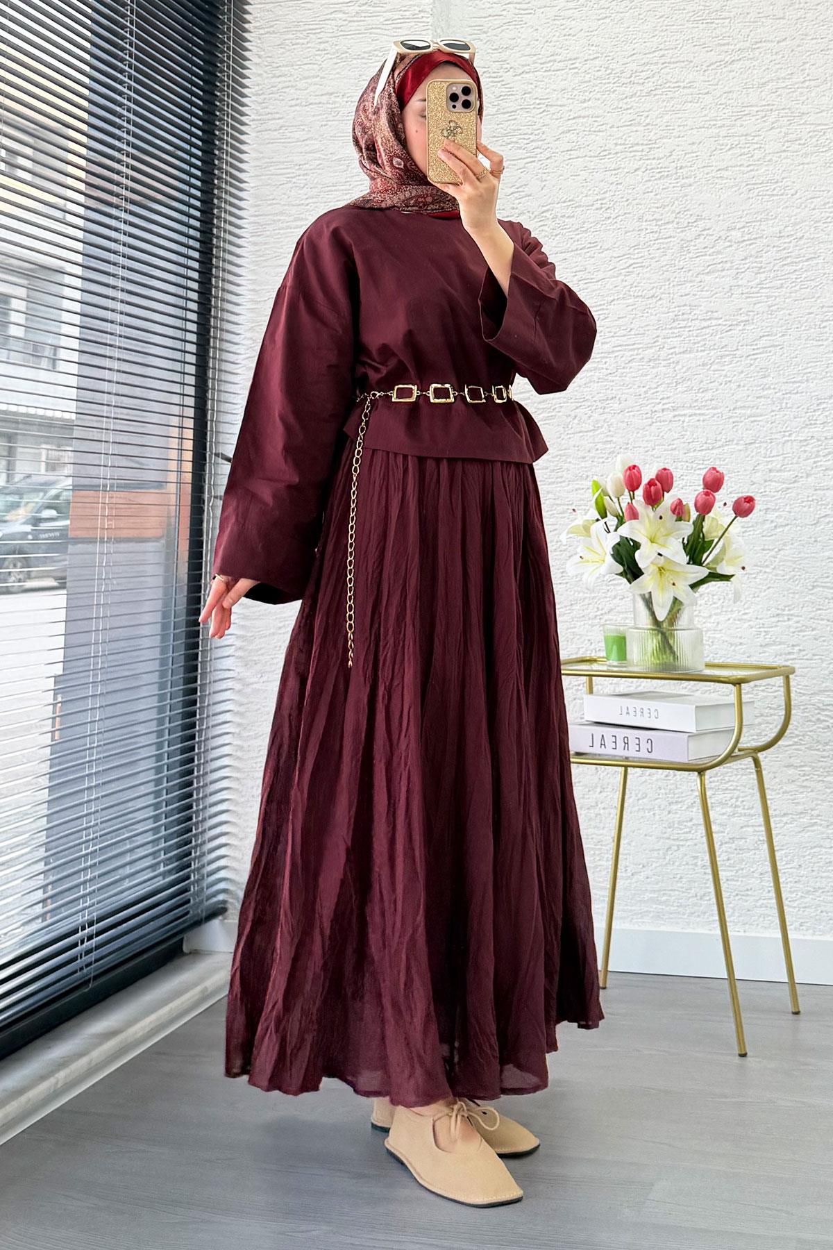 Premium Vual Crush Etekli İkili Takım – Bordo
