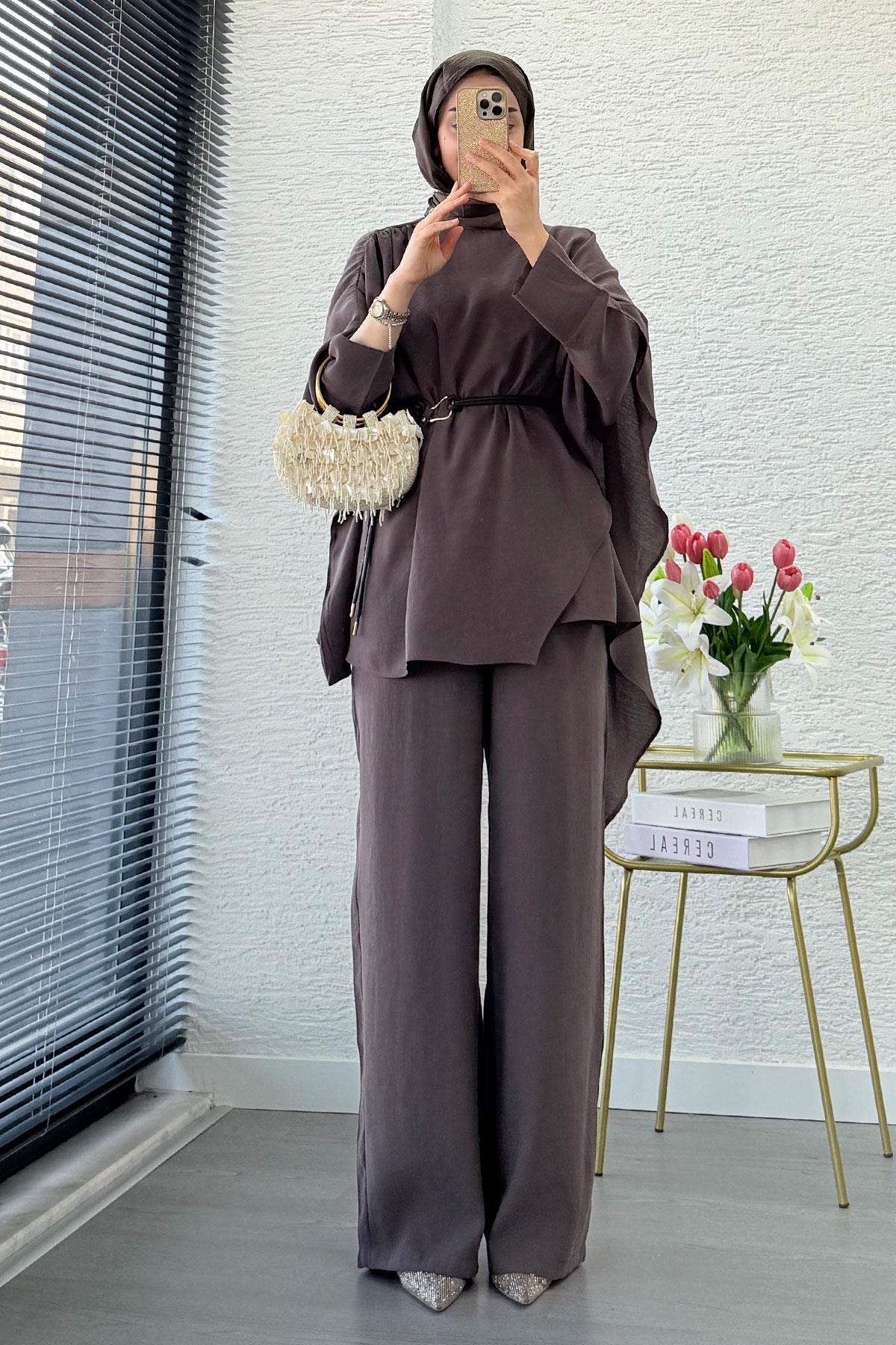 Premium Yarasa Kol Pelerinli İkili Takım – Cappicino