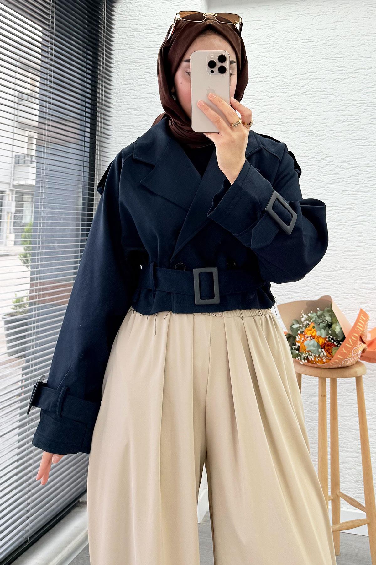 Şalvar Kesim Lastikli Bel Kadın Pantolon – Krem