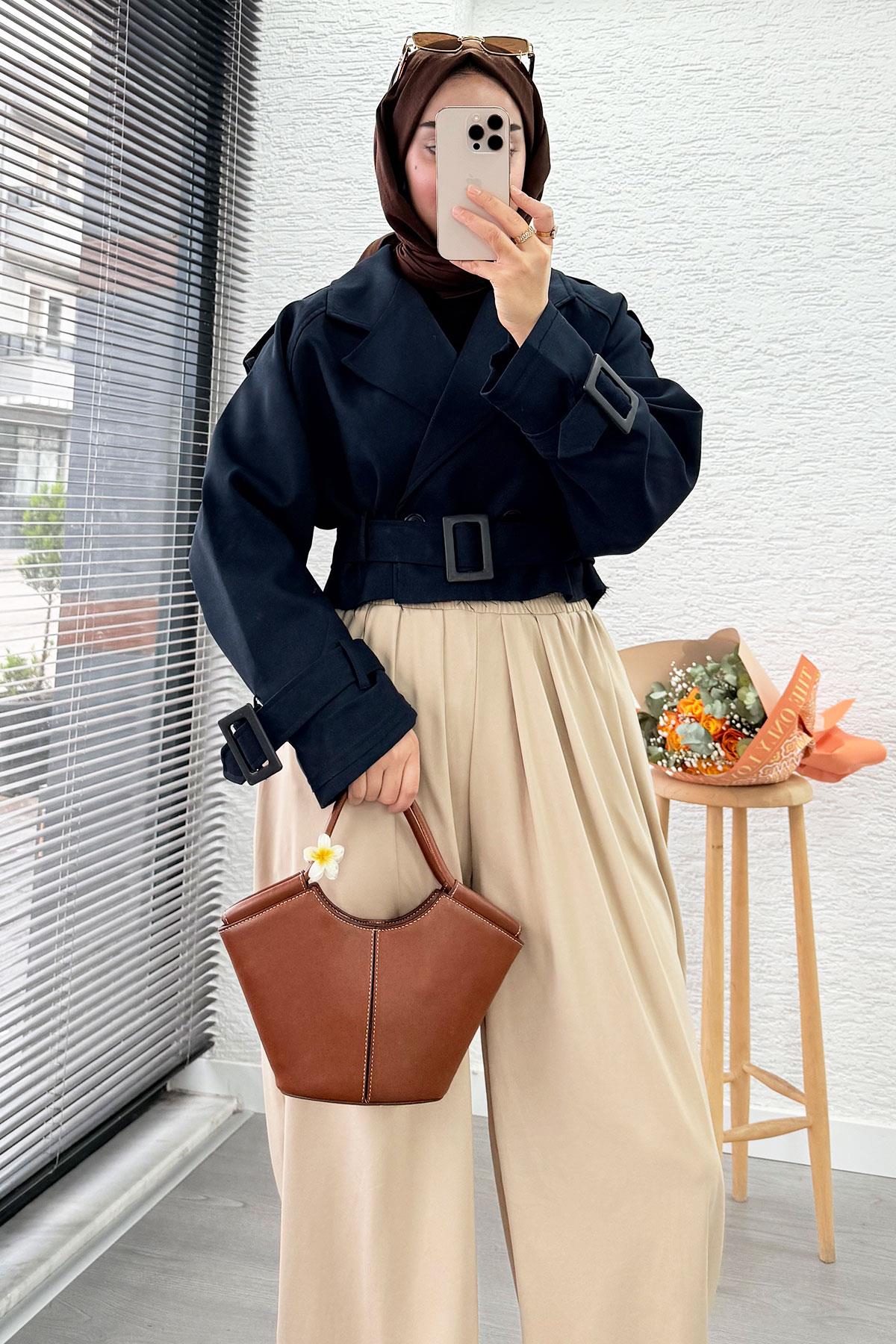 Şalvar Kesim Lastikli Bel Kadın Pantolon – Krem