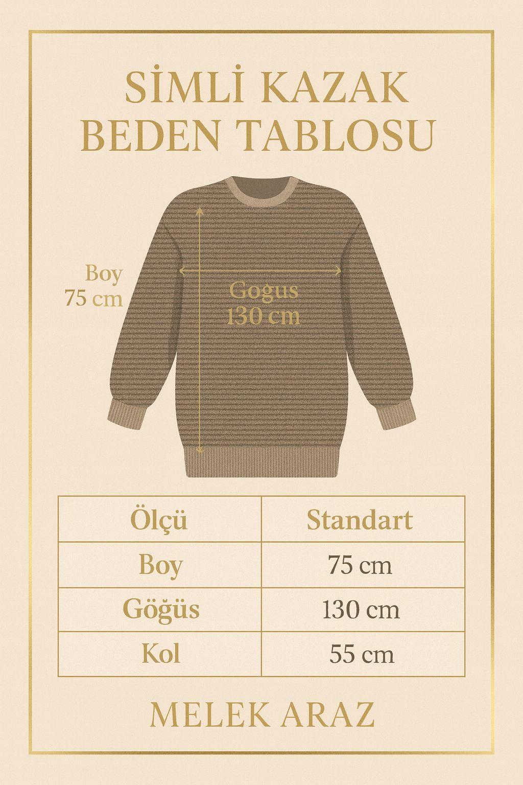 Sim Geçişli Oversize Kadın Triko Kazak – Vizon