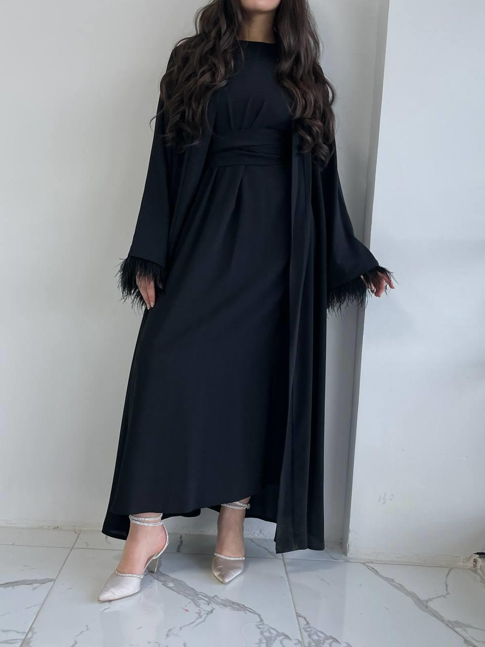 Siyah Ayla Abaya Takım