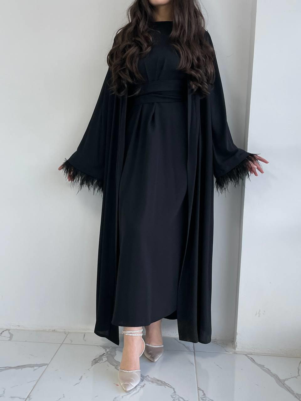 Siyah Ayla Abaya Takım