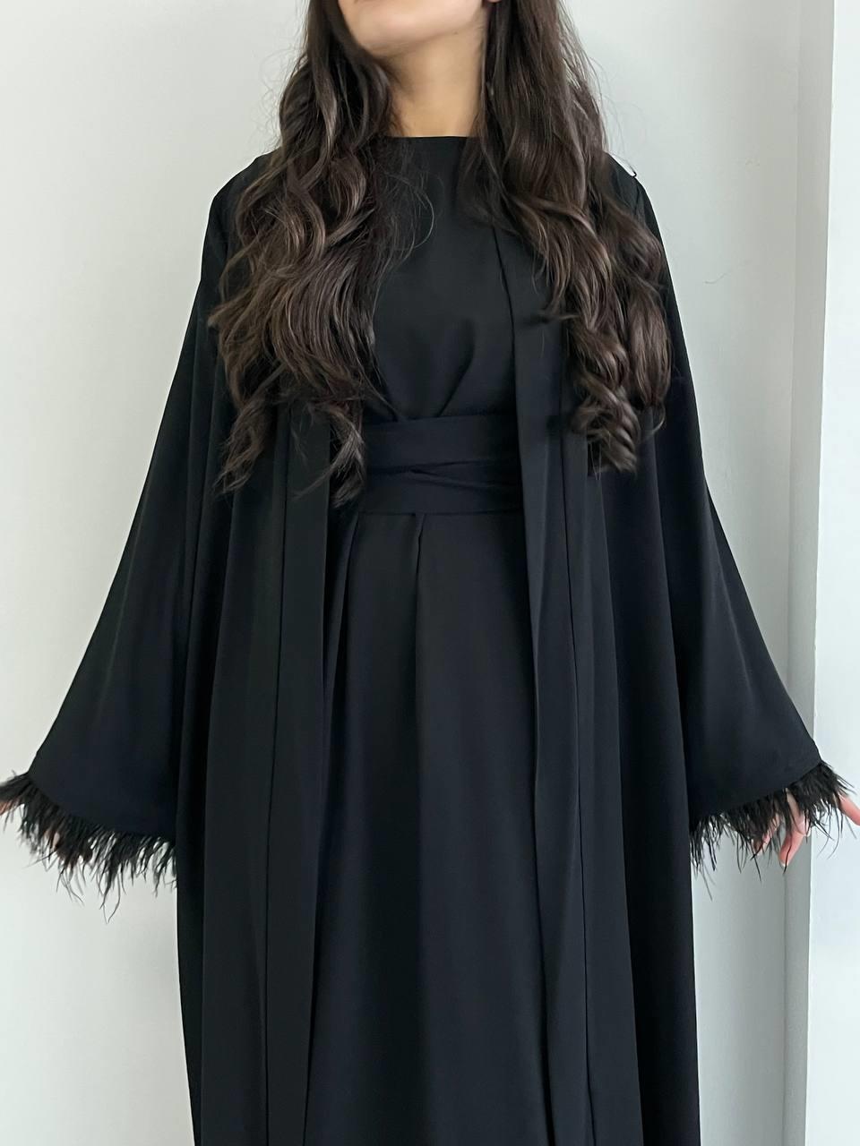 Siyah Ayla Abaya Takım