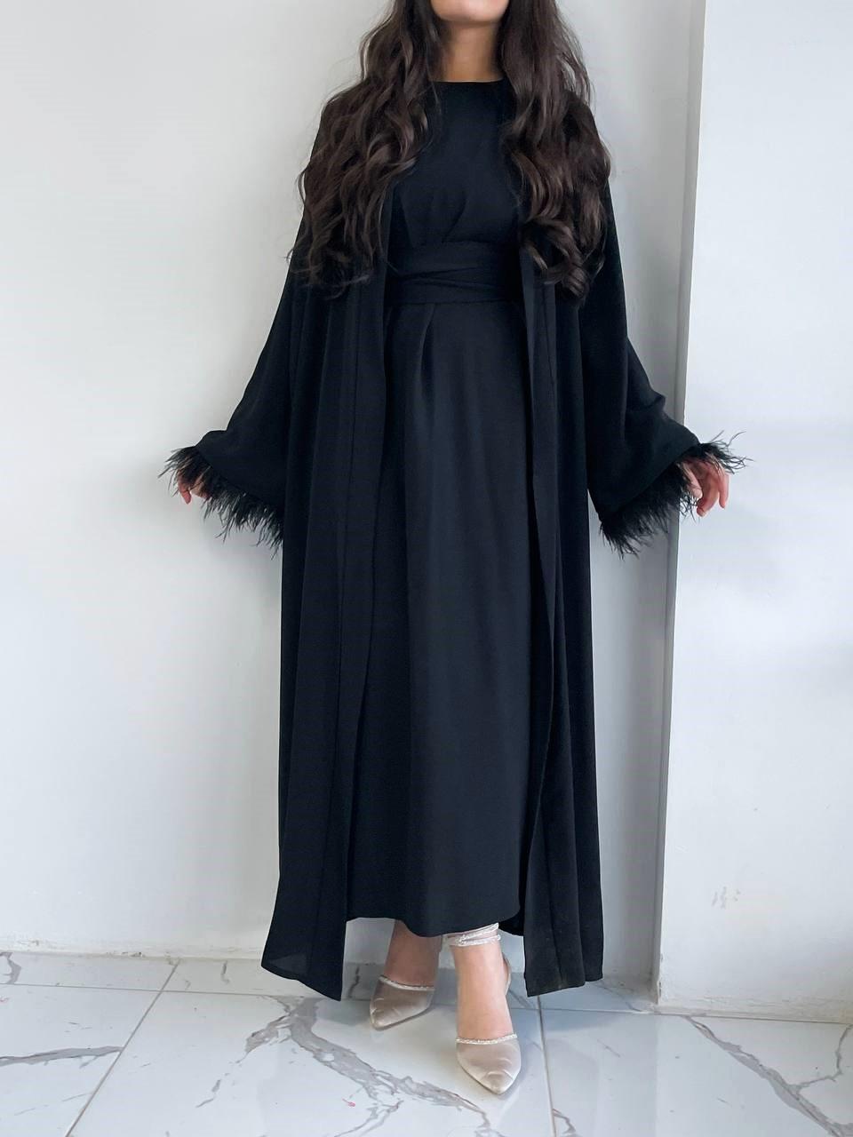 Siyah Ayla Abaya Takım