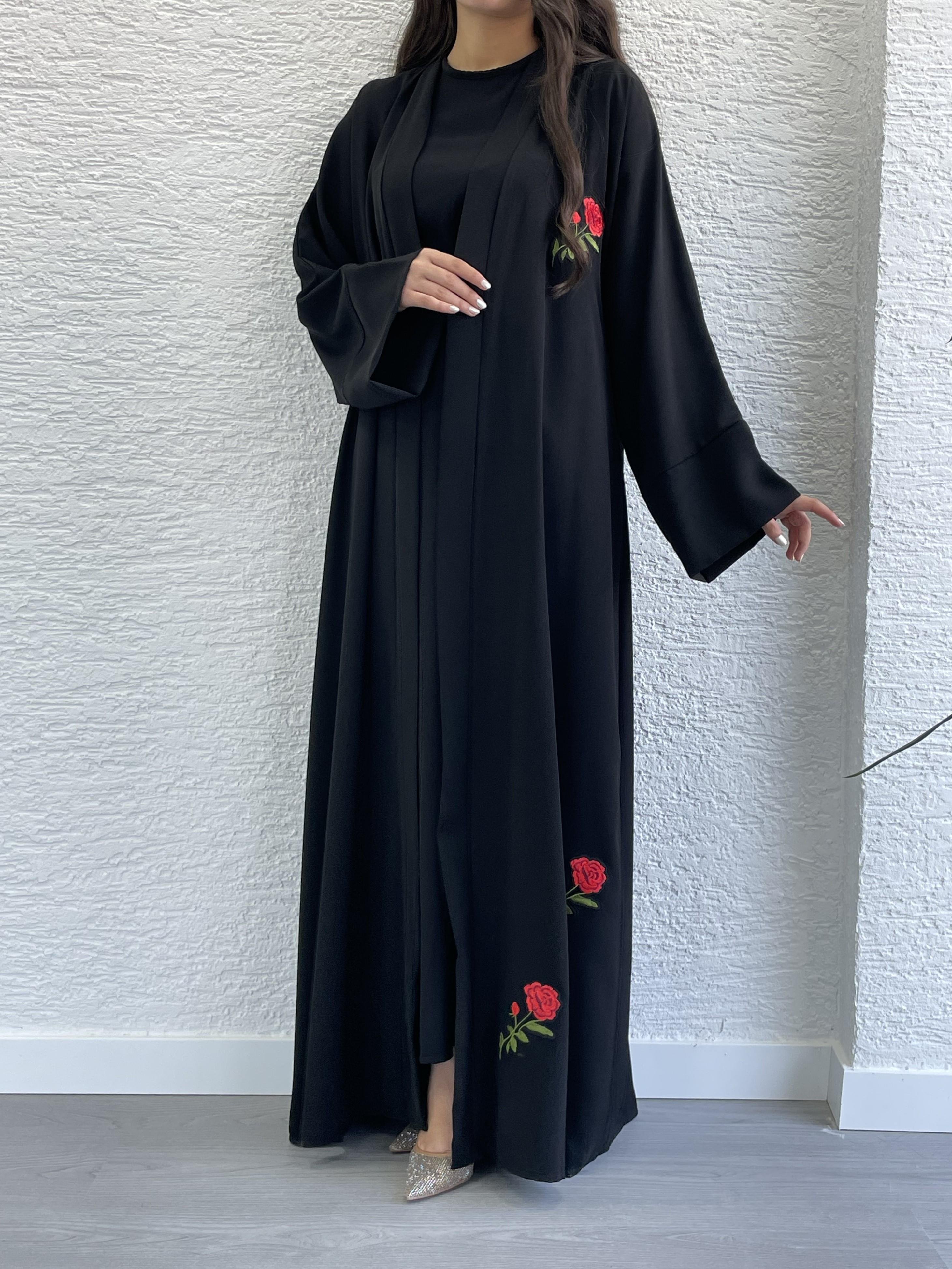Siyah Gülru Abaya