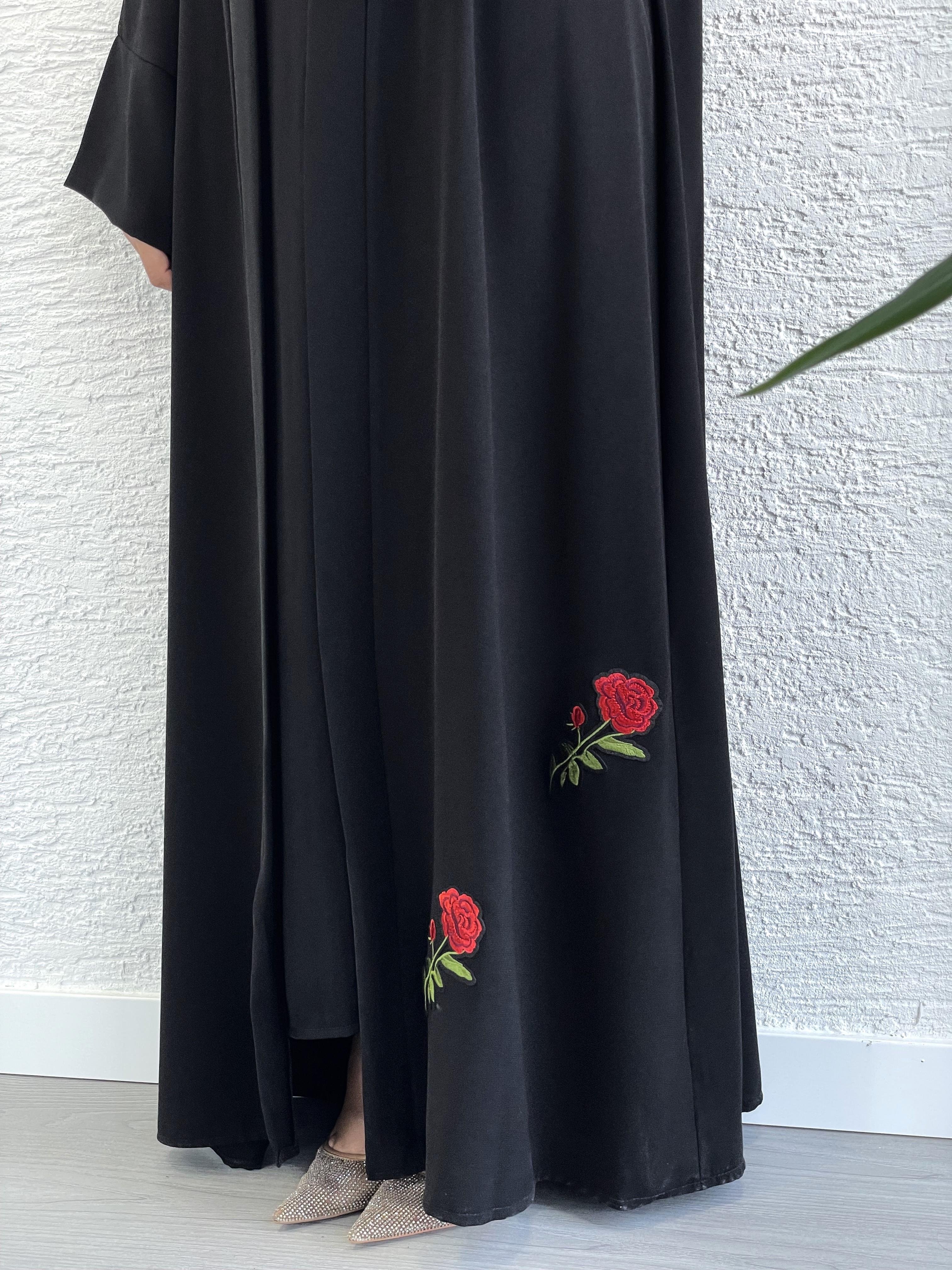 Siyah Gülru Abaya