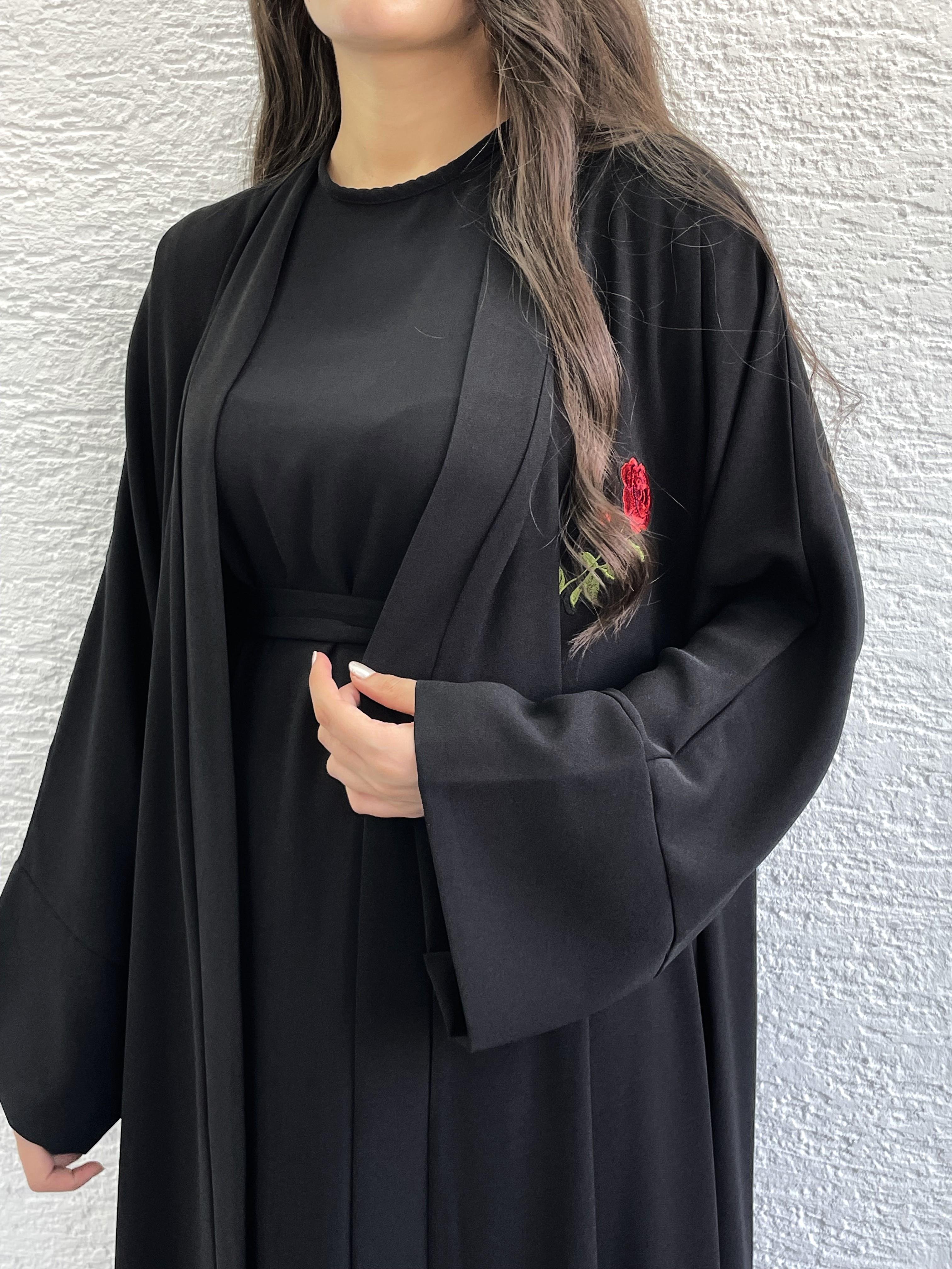 Siyah Gülru Abaya