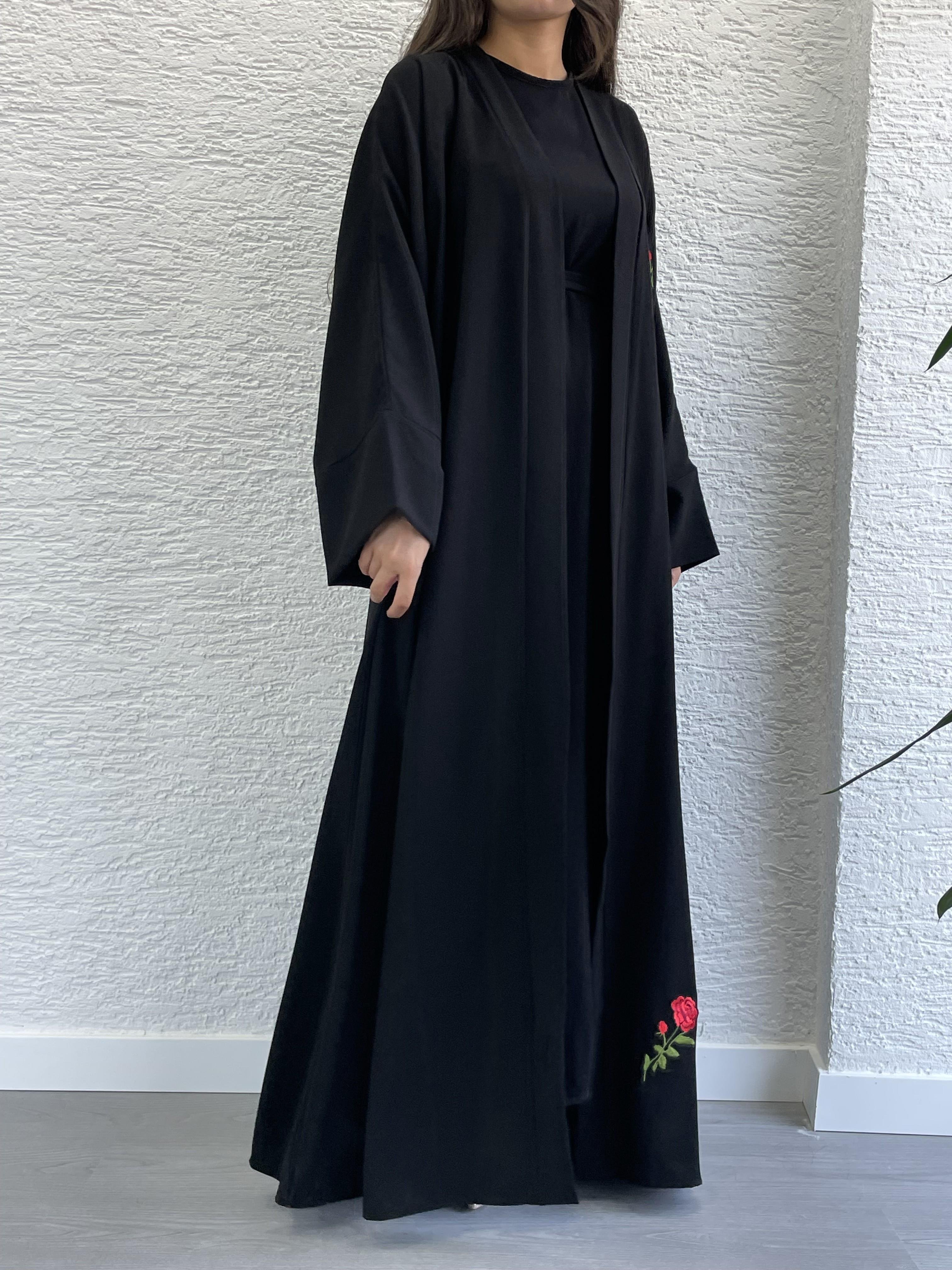 Siyah Gülru Abaya