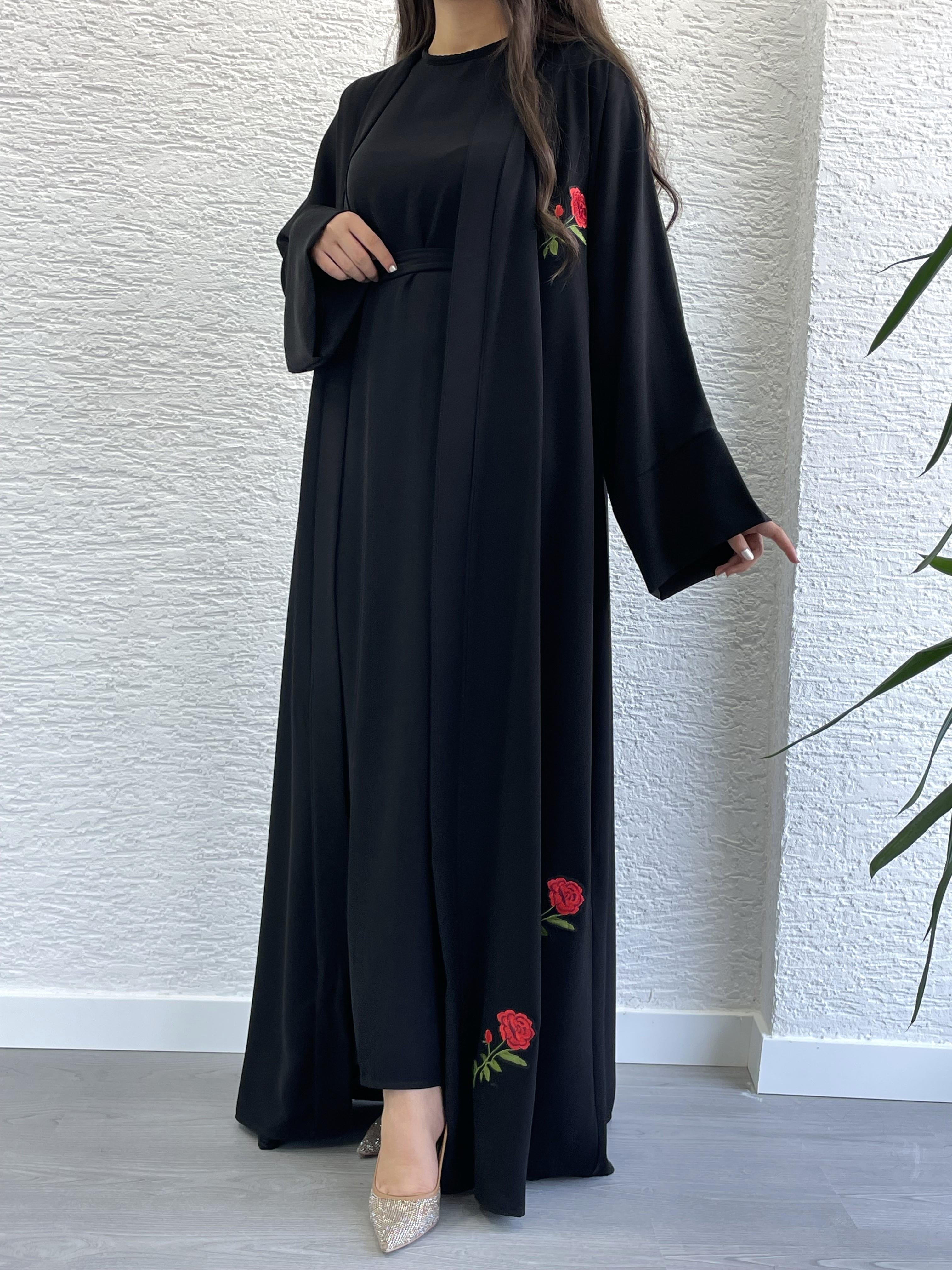 Siyah Gülru Abaya