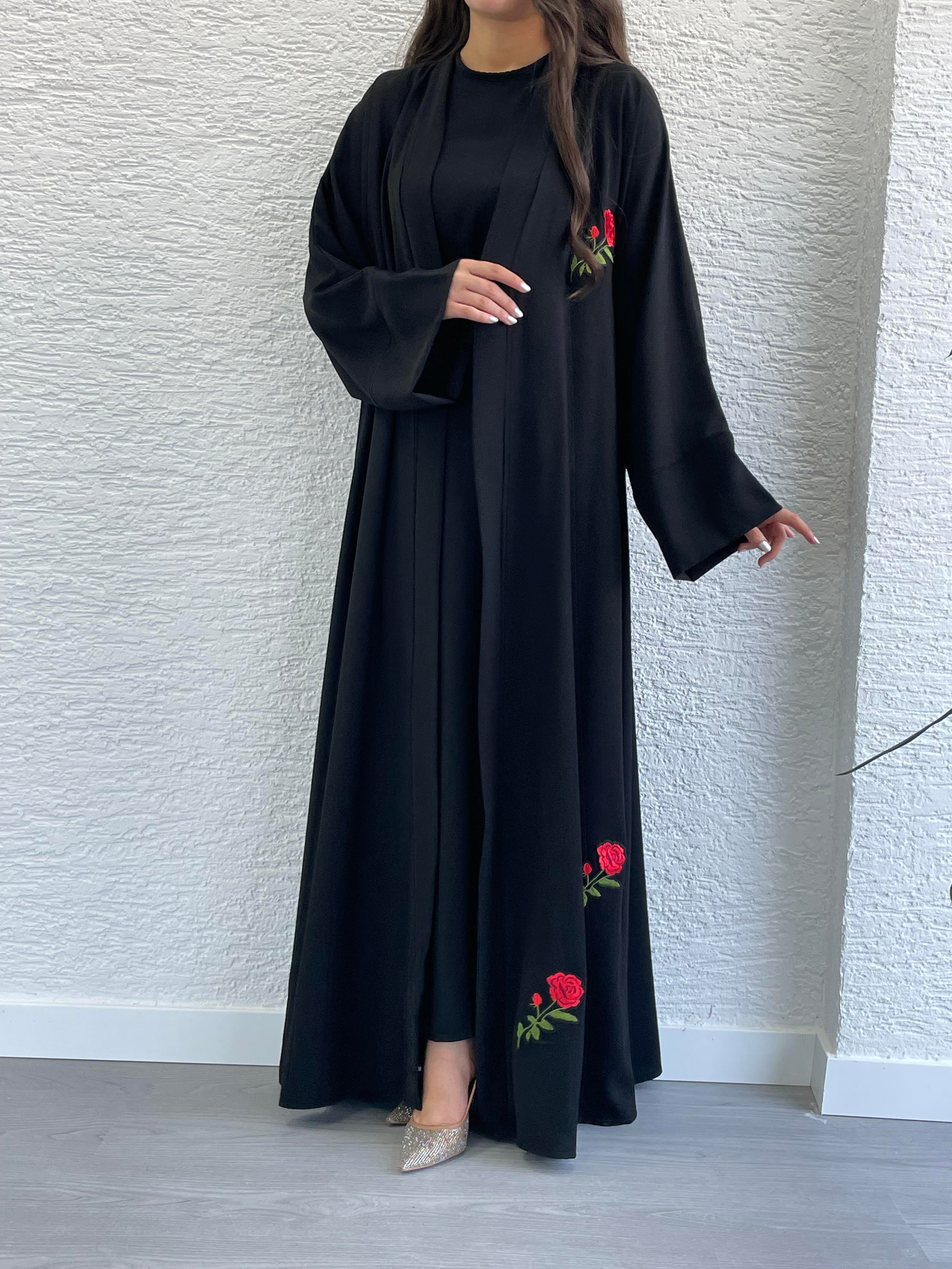 Siyah Gülru Abaya