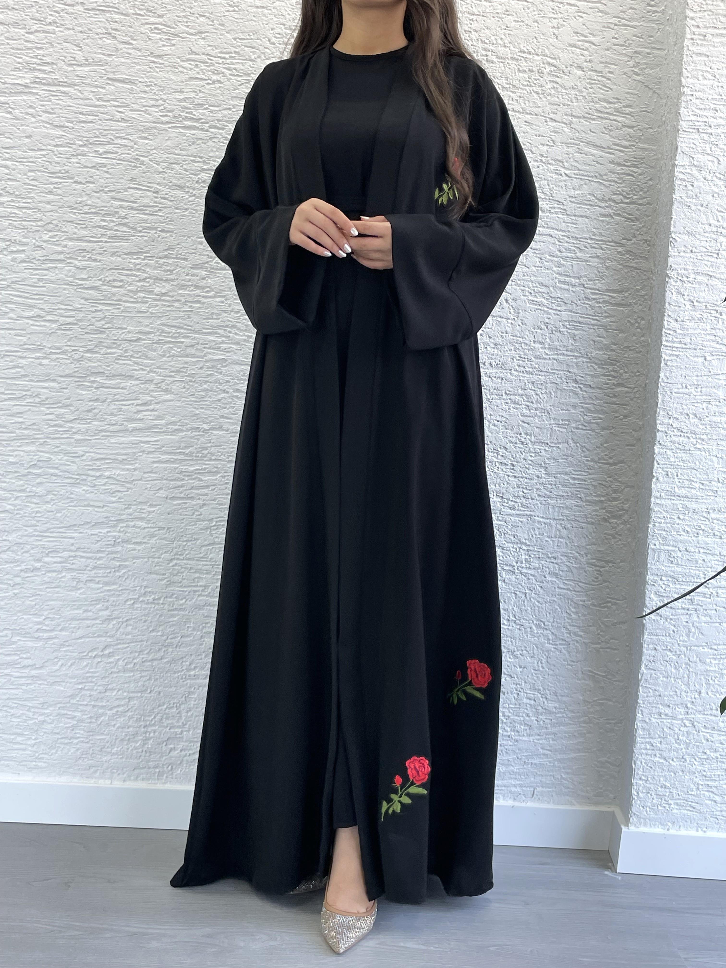 Siyah Gülru Abaya