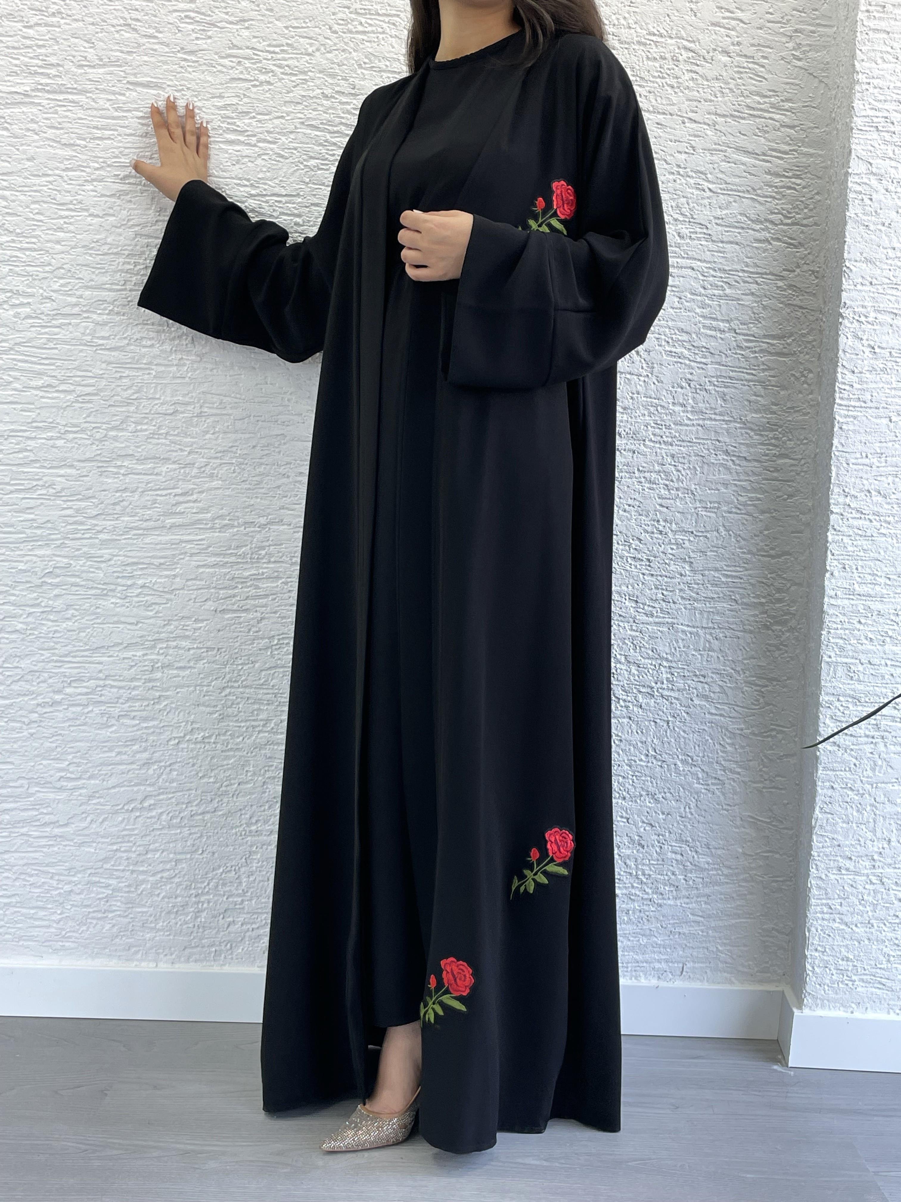Siyah Gülru Abaya