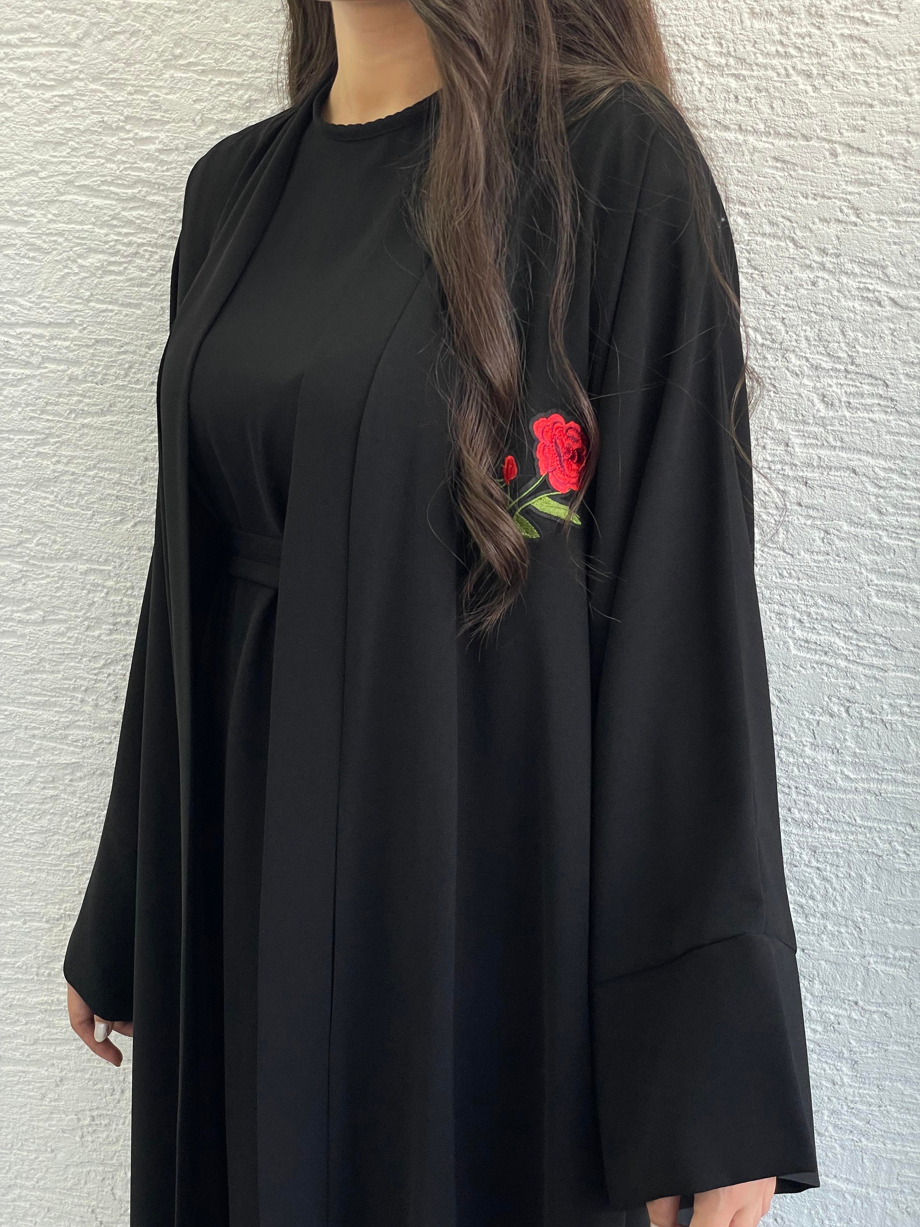 Siyah Gülru Abaya