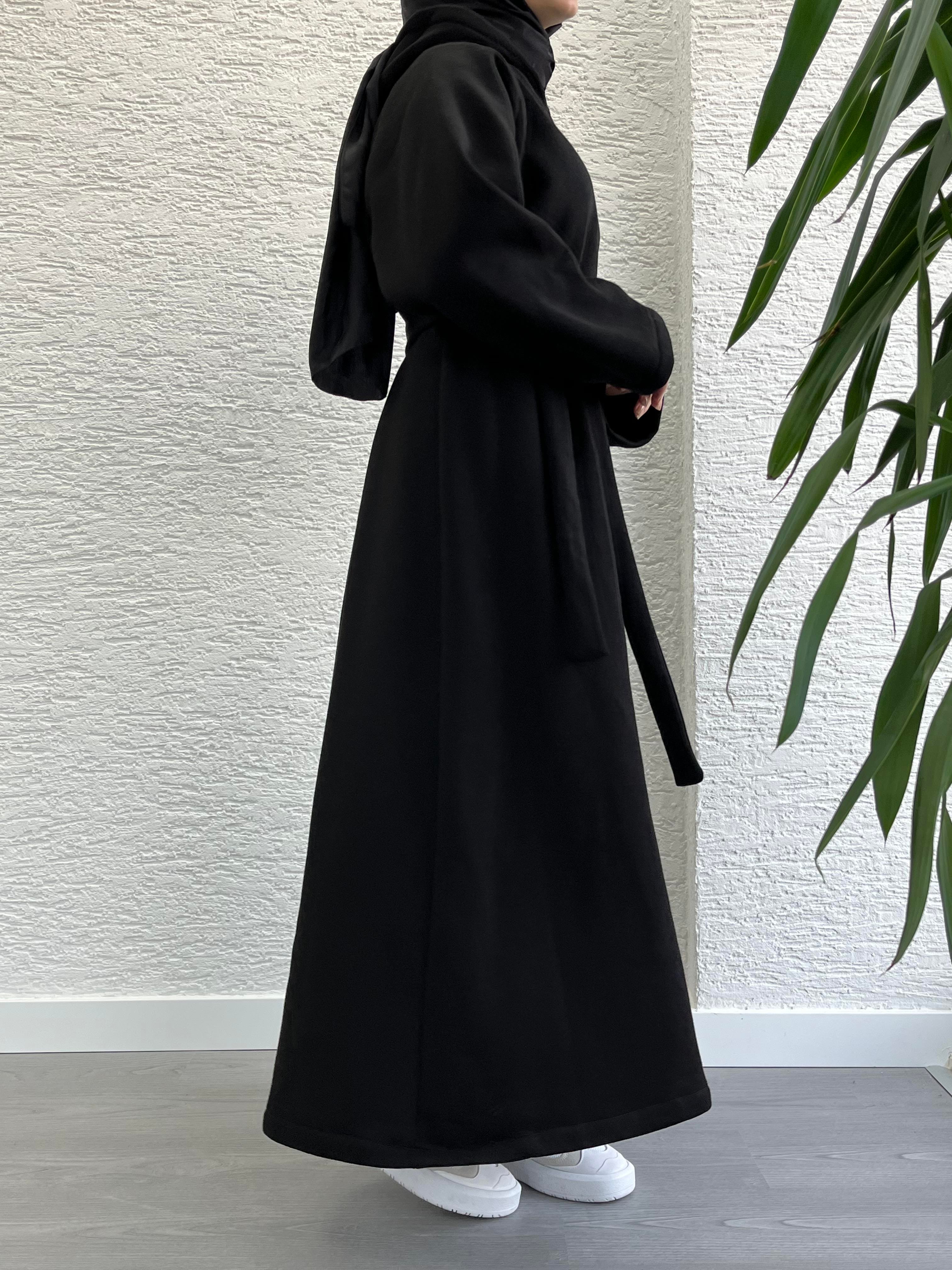 Siyah Kapşonlu Oversize Sweat Elbise