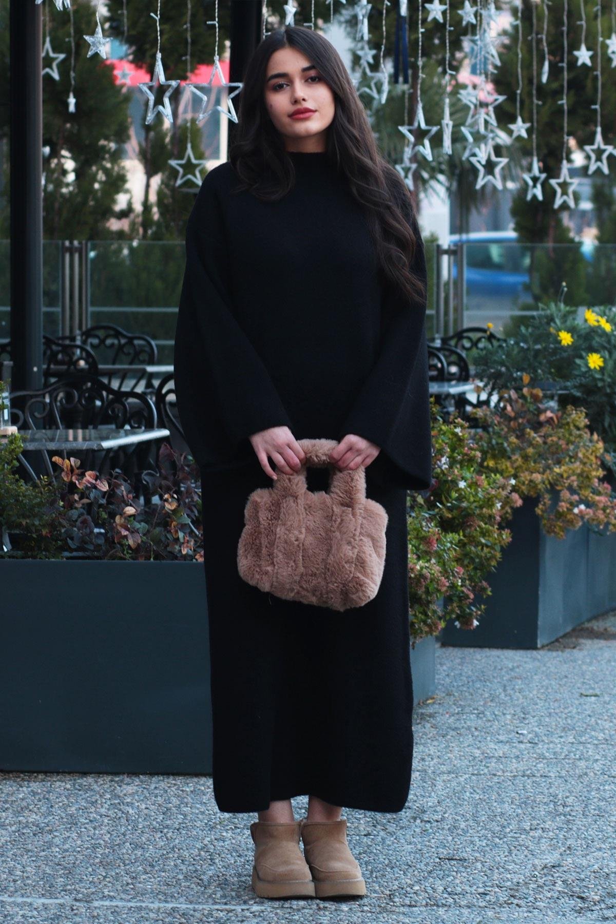 Siyah Yumoş Elbise 