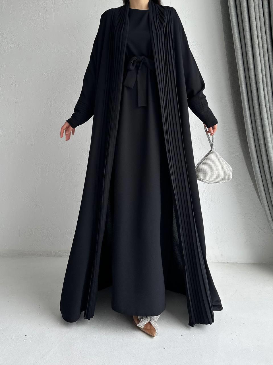 Siyah Zen Abaya Takım 