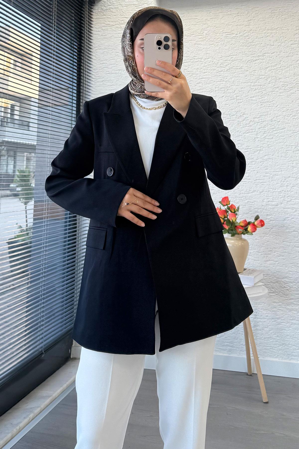 Slim Fit Kadın Blazer Ceket – Siyah