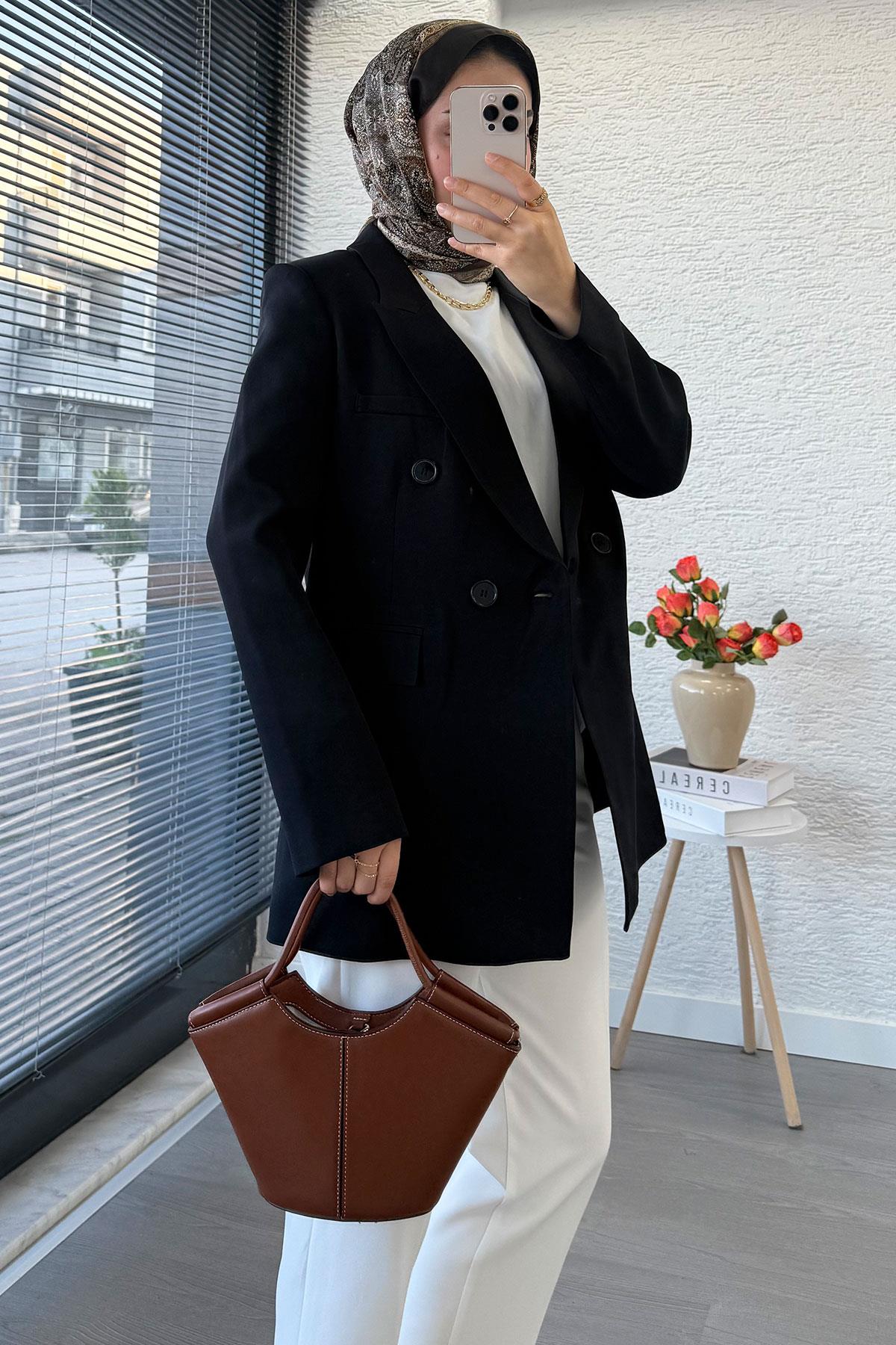 Slim Fit Kadın Blazer Ceket – Siyah