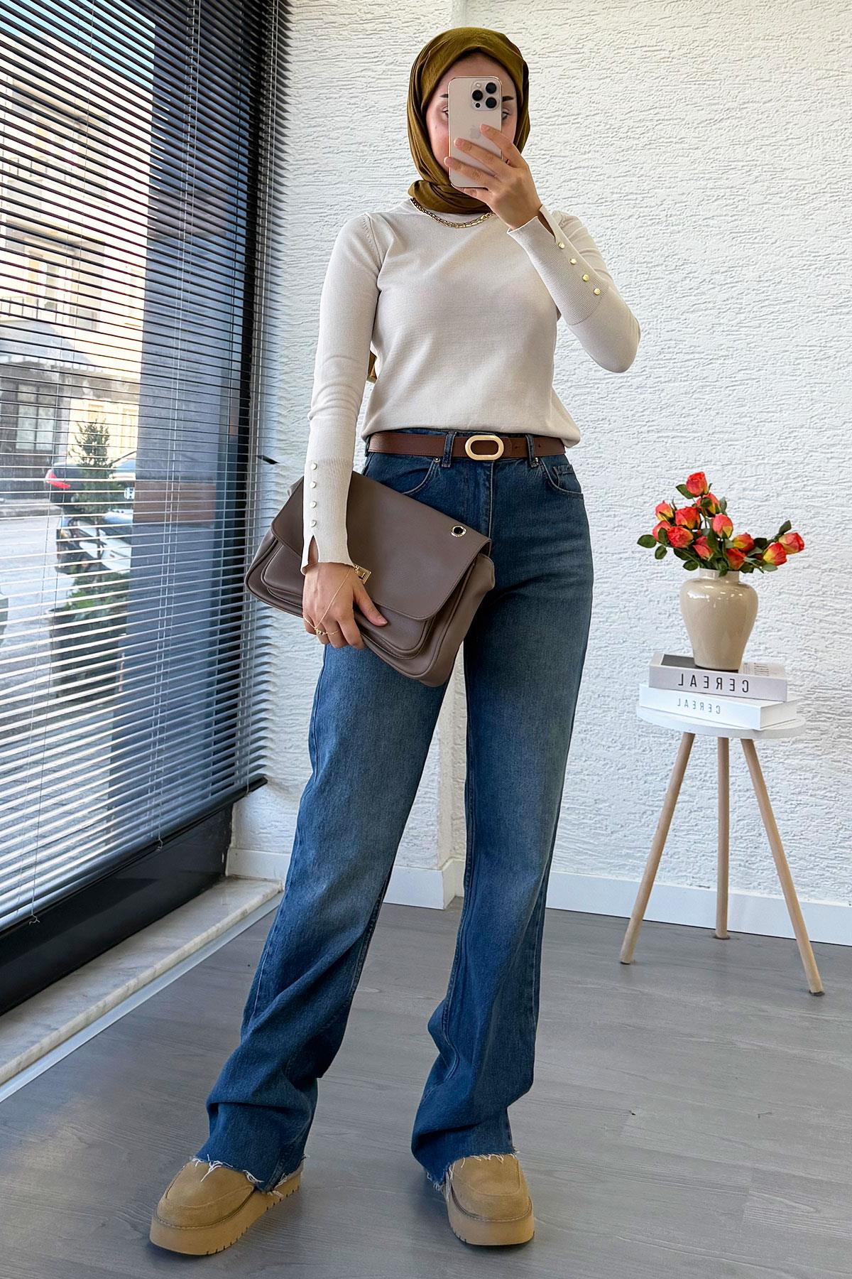 Straight Kesim Jean Pantolon - Koyu Mavi