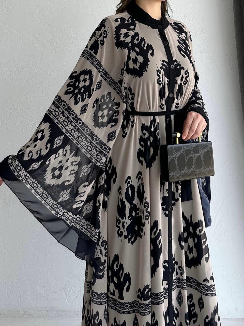 Taş Etnik Desen Liya Abaya Takım 