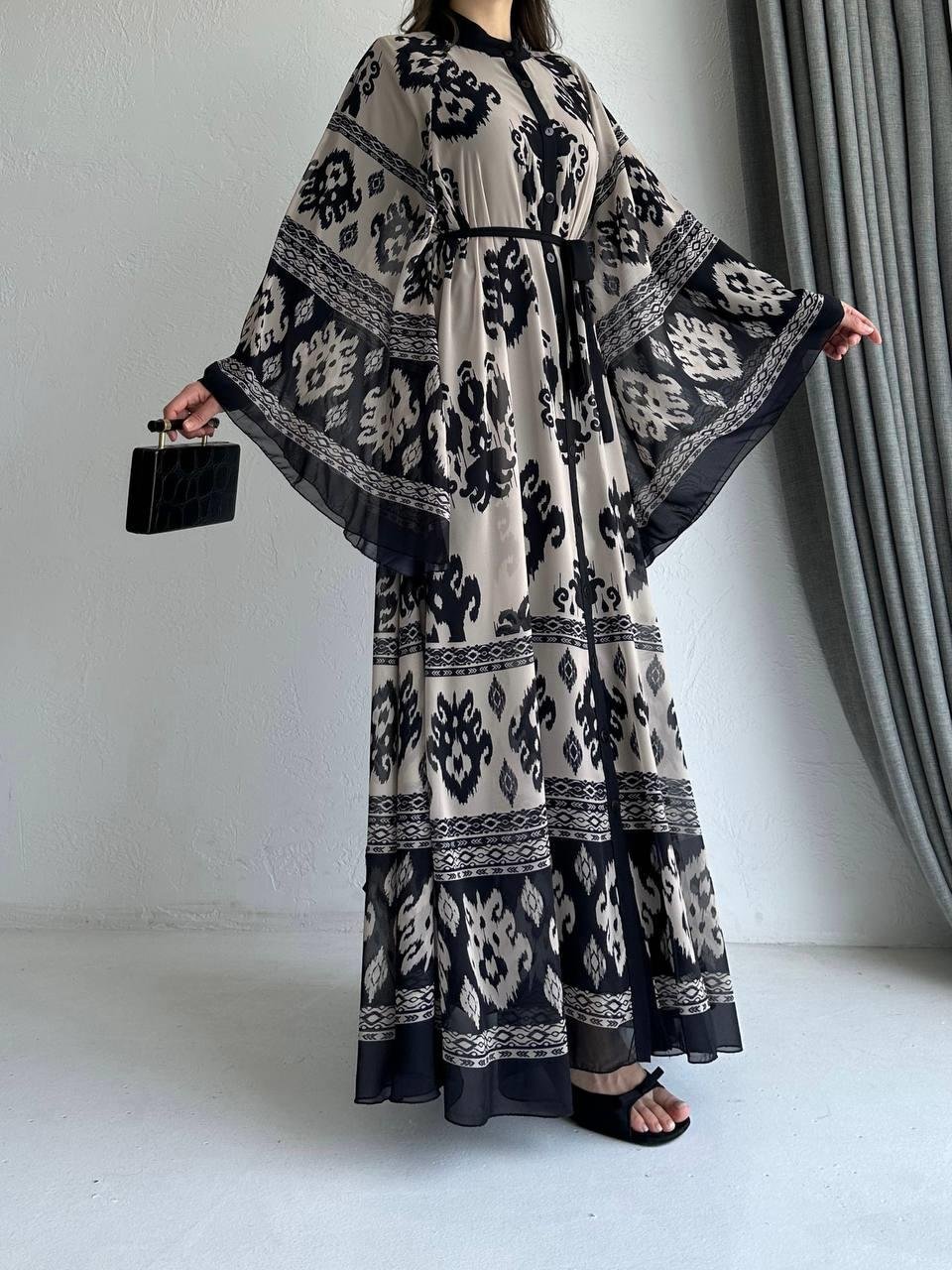 Taş Etnik Desen Liya Abaya Takım 