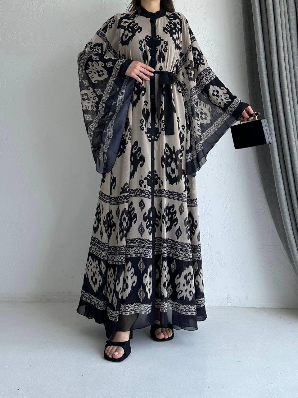 Taş Etnik Desen Liya Abaya Takım 