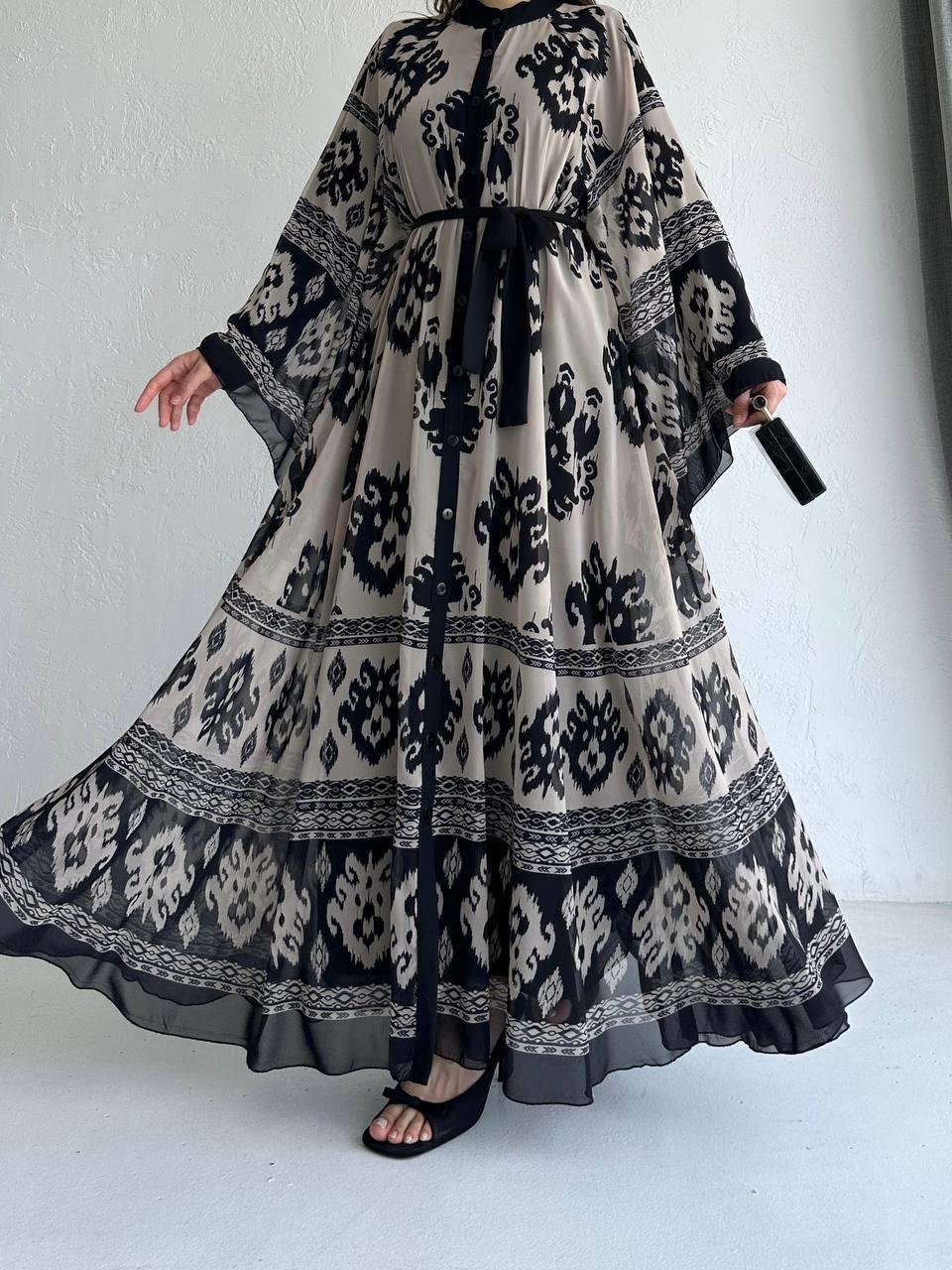 Taş Etnik Desen Liya Abaya Takım 