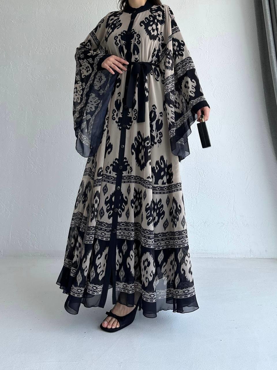 Taş Etnik Desen Liya Abaya Takım 