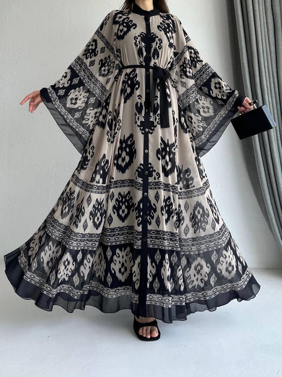 Taş Etnik Desen Liya Abaya Takım 