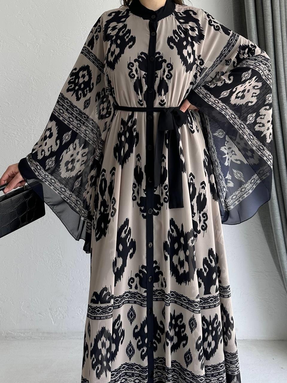 Taş Etnik Desen Liya Abaya Takım 