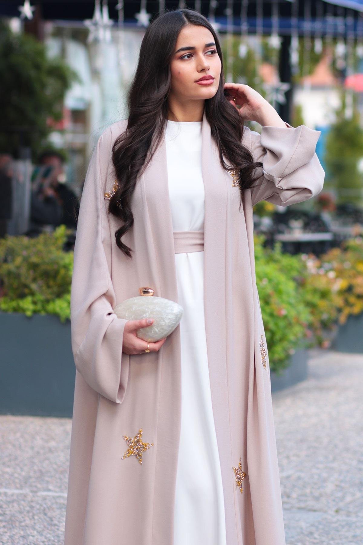 Taş Yıldız Detaylı Abaya 