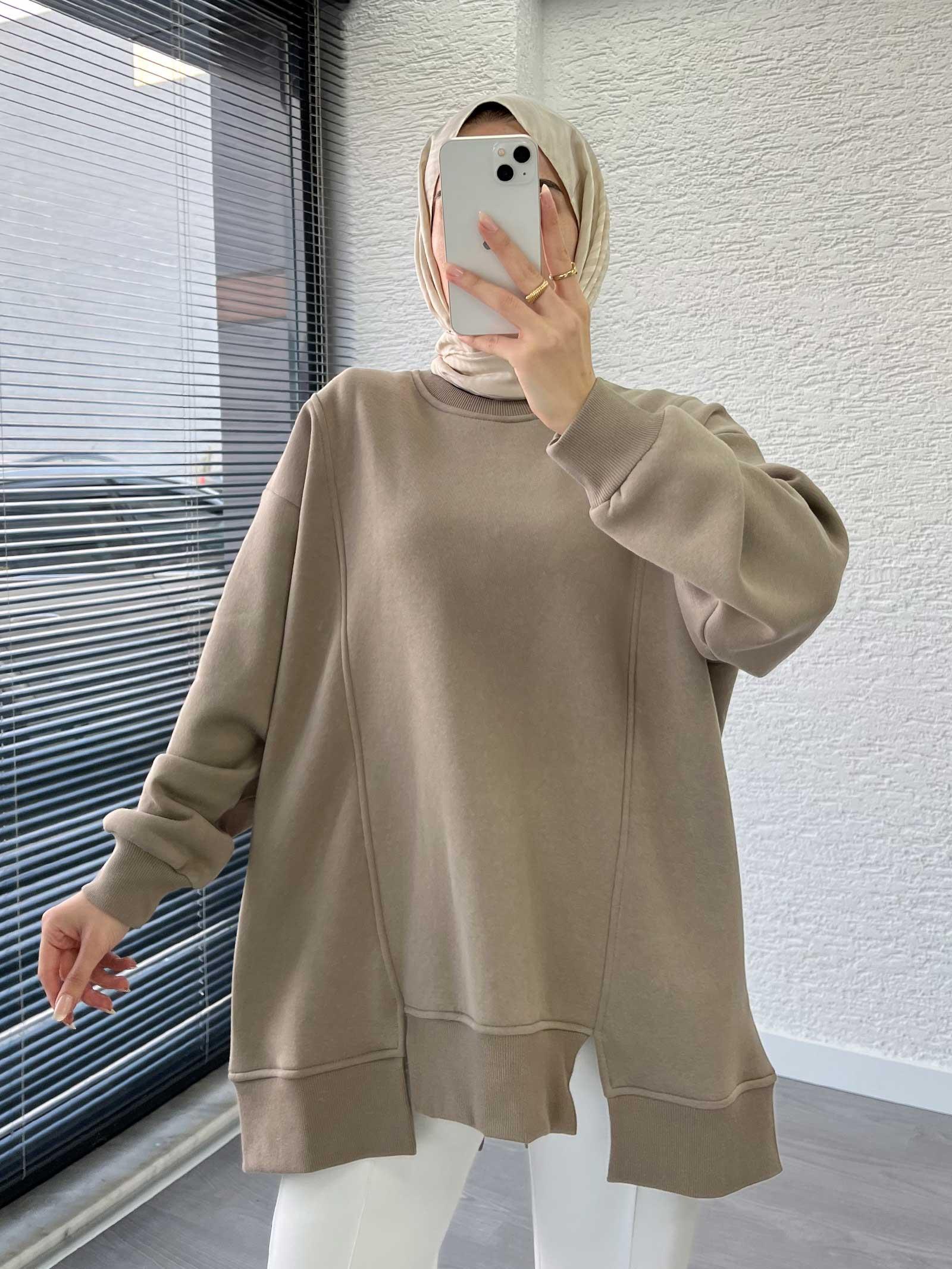 Vizon Arka Fermuar Detaylı Oversize Sweat