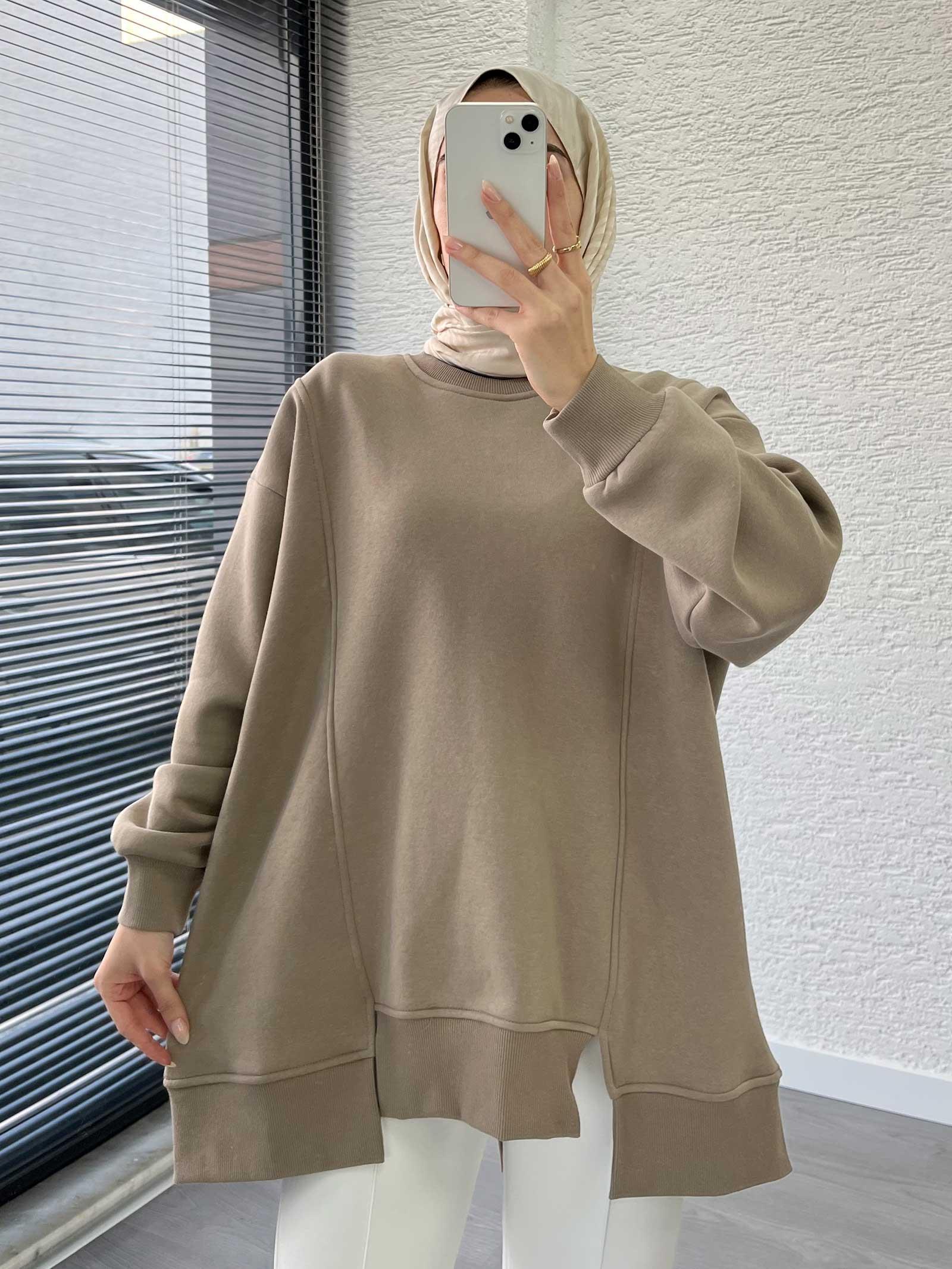 Vizon Arka Fermuar Detaylı Oversize Sweat