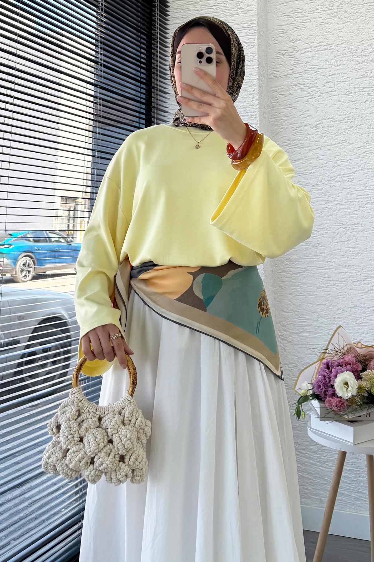 Volan Kol Basic Bluz - Sarı