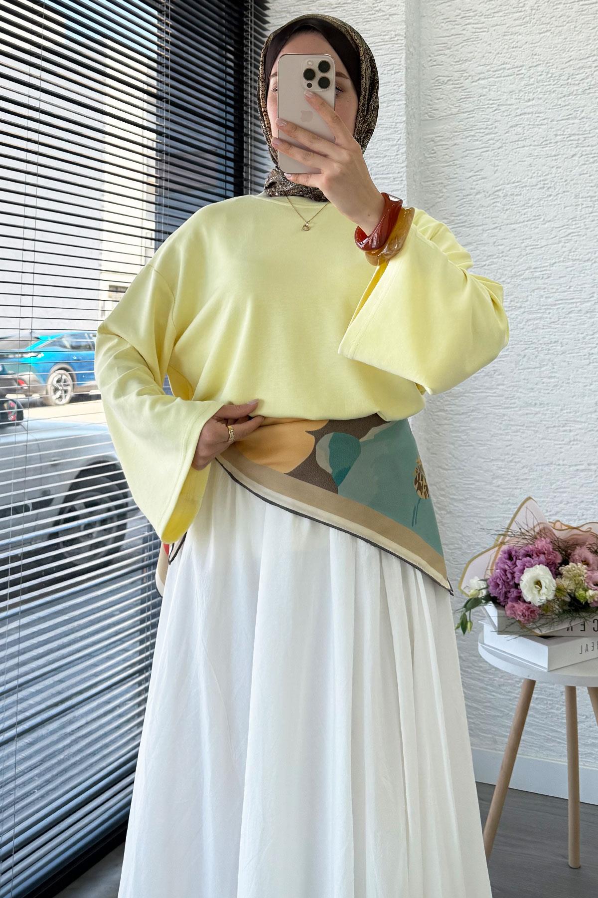 Volan Kol Basic Bluz - Sarı