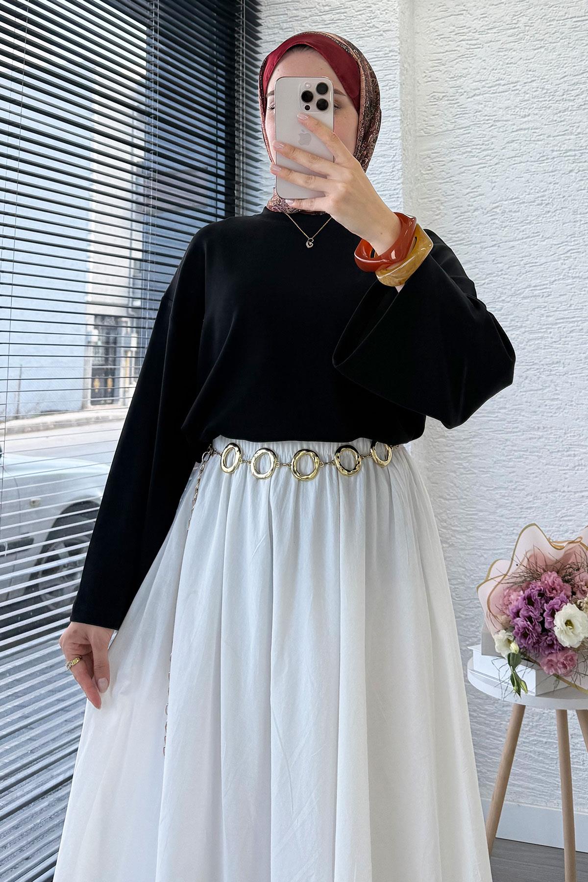 Volan Kol Basic Bluz - Siyah