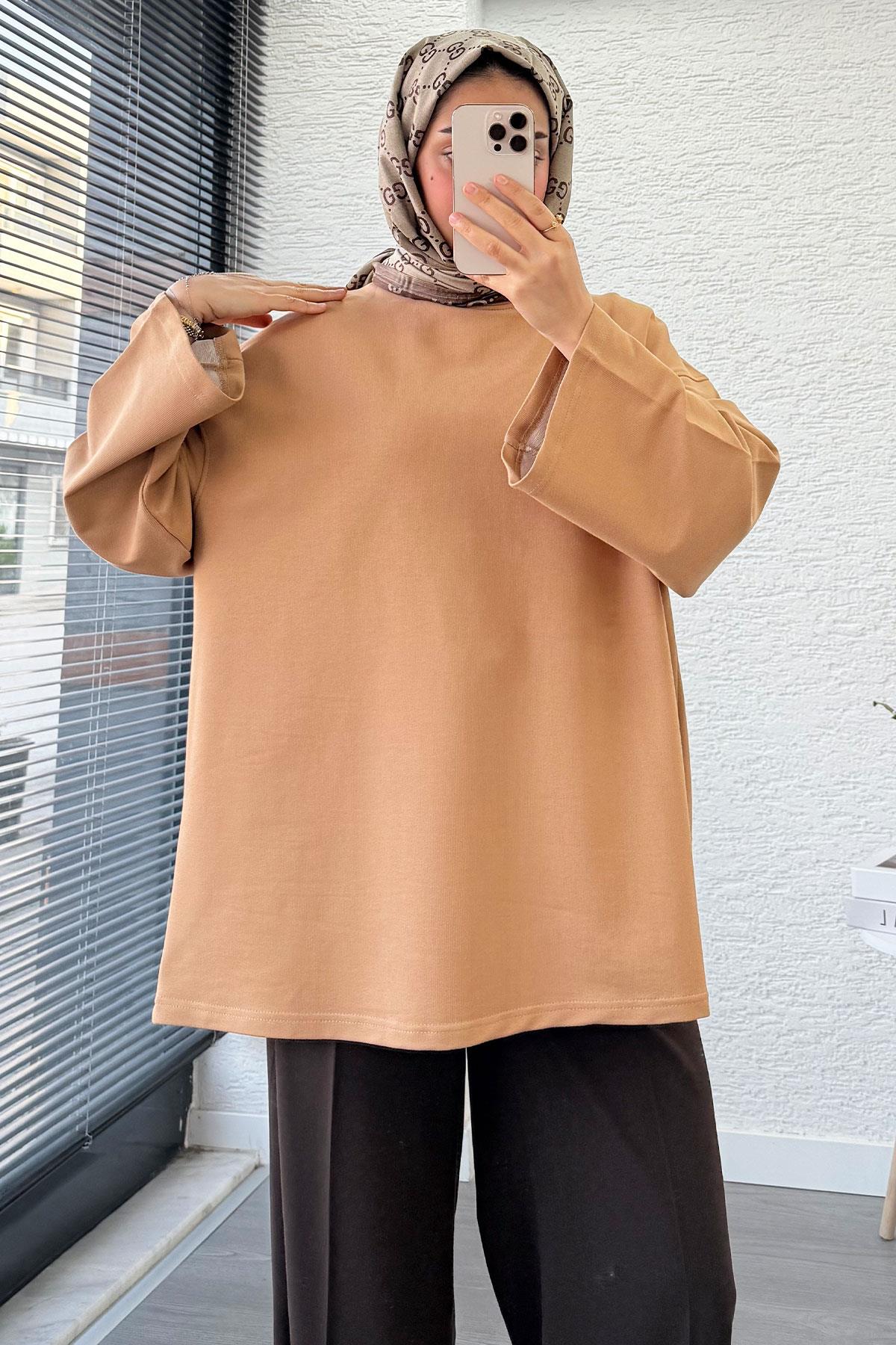 Volan Kol Basic Oversize Tunik – Bej