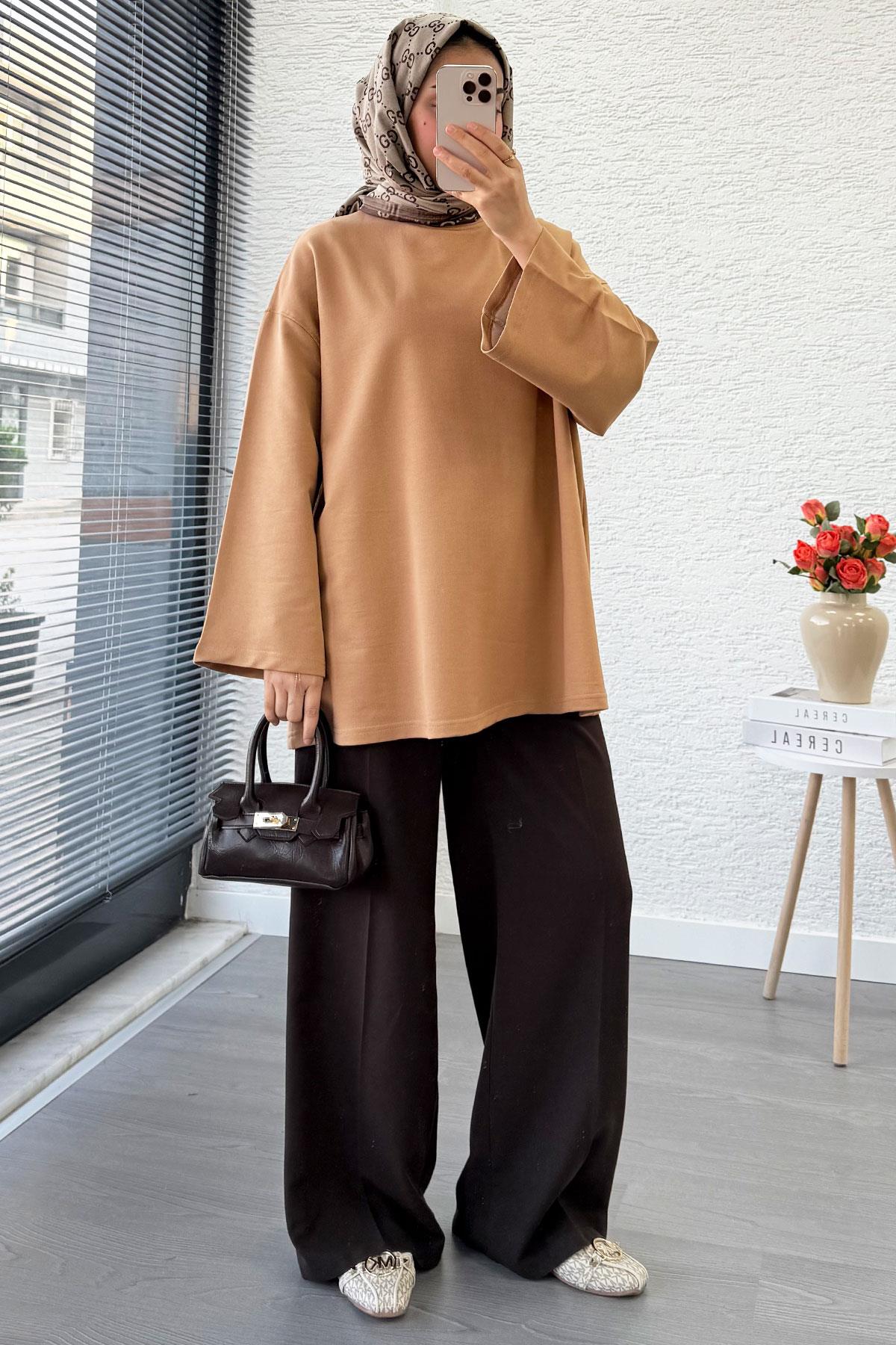 Volan Kol Basic Oversize Tunik – Bej