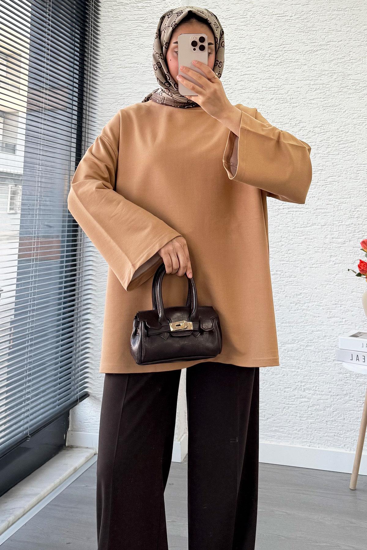 Volan Kol Basic Oversize Tunik – Bej