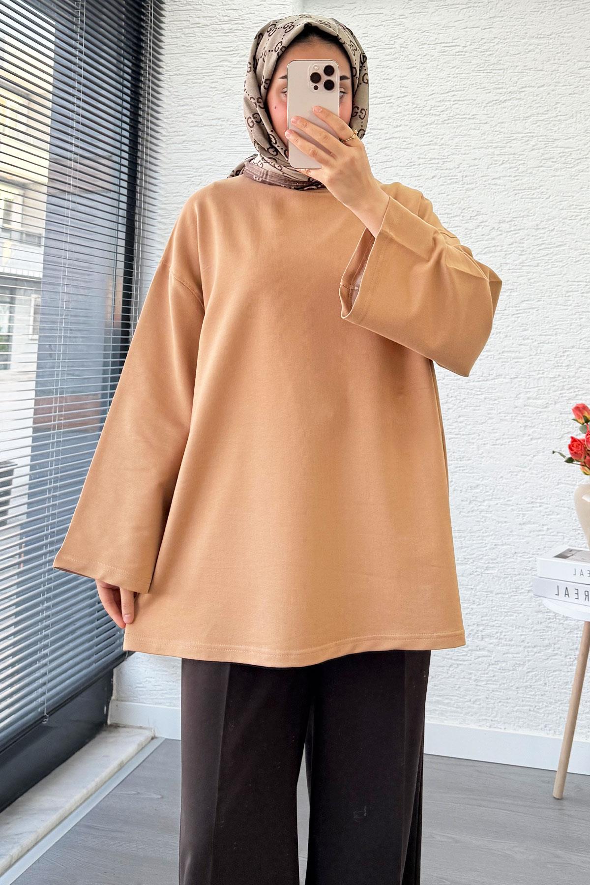 Volan Kol Basic Oversize Tunik – Bej